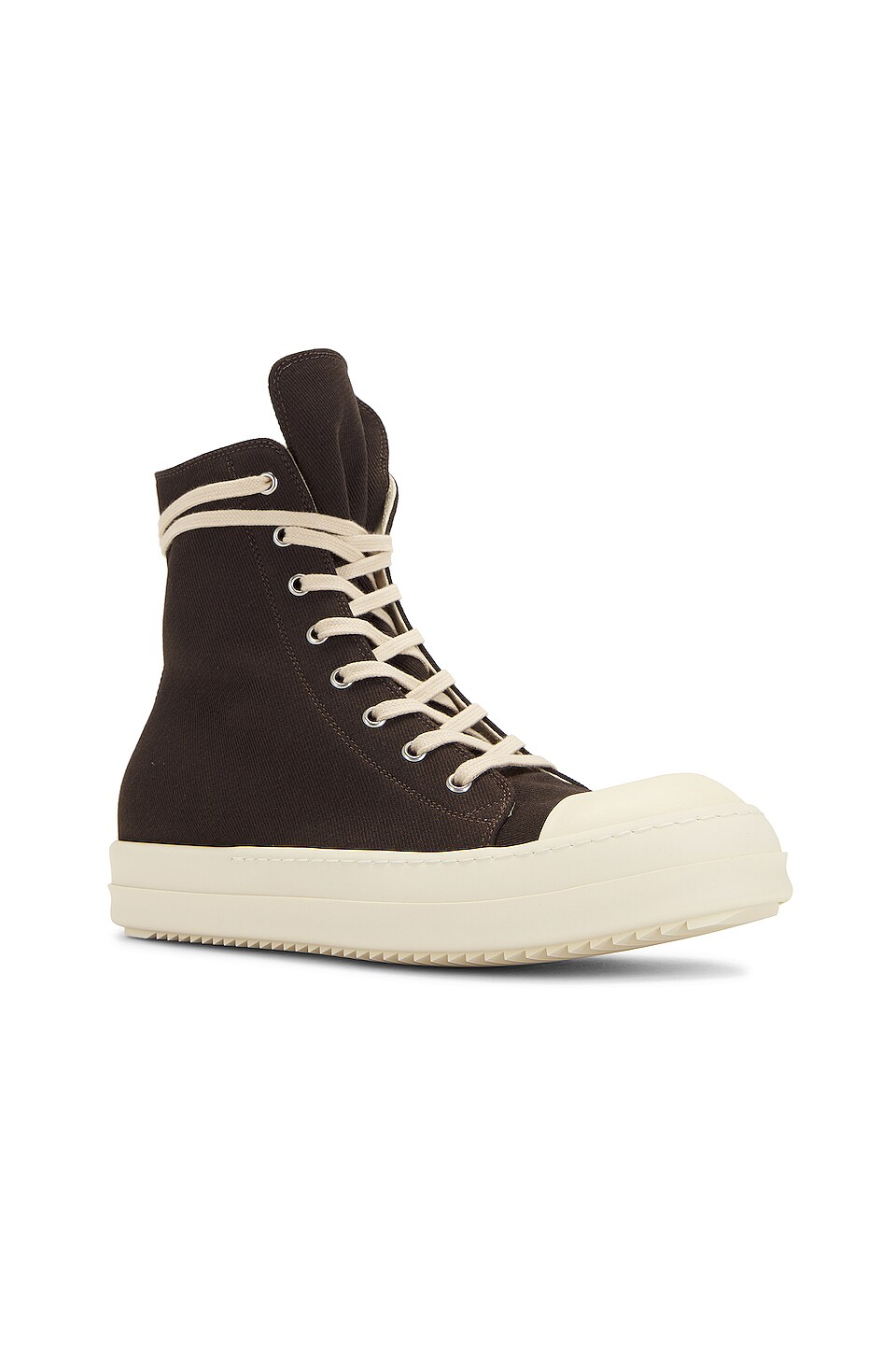 DRKSHDW by Rick Owens Denim High Top Sneaks in Dust & Milk