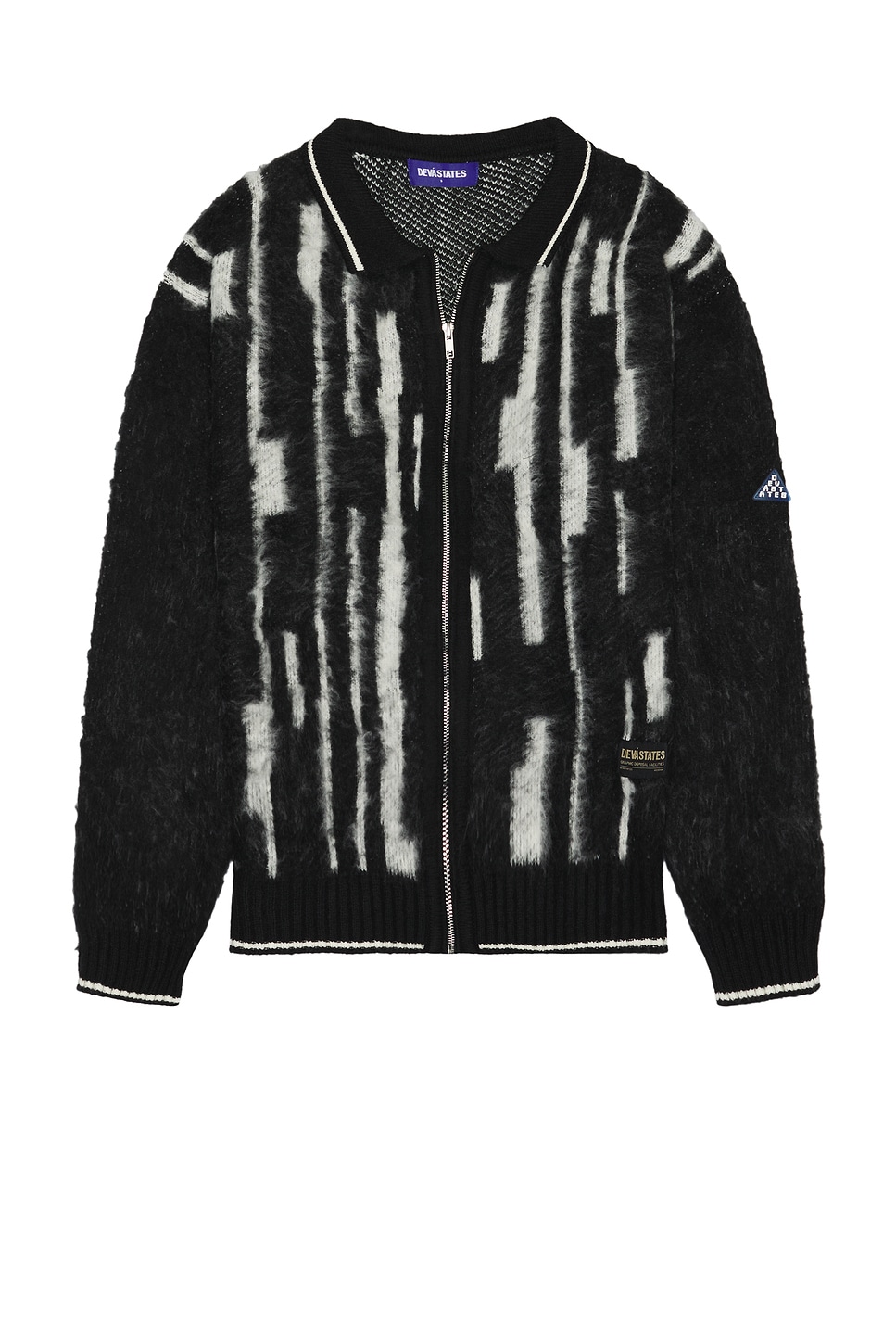 Deva States Ikat Long Sleeve Knitted Zip-Up Polo in Blue REVOLVE