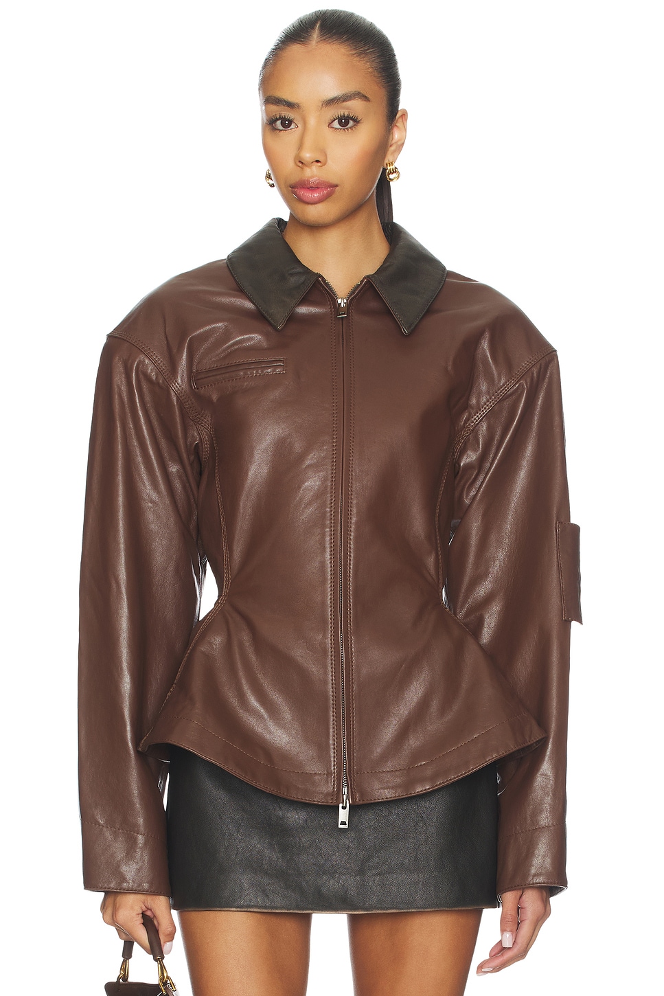 maison de dolce noble jacket ブラウン美品 Ducie Bernadette Jacket in Cherry Brown & Distressed Brown | REVOLVE
