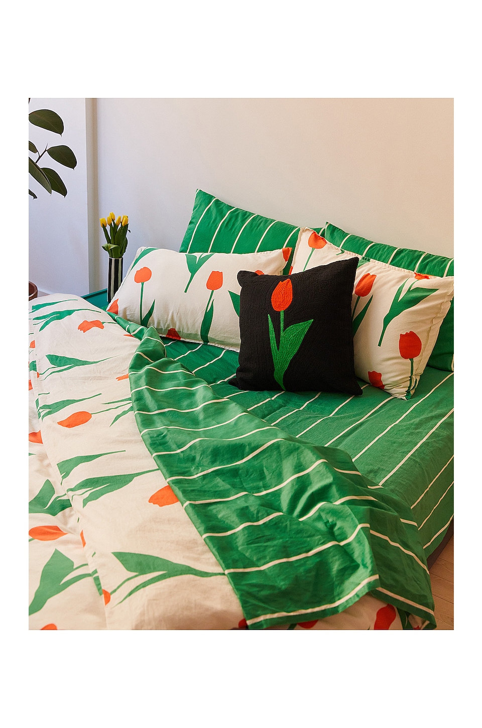 Tulip Embroidered Pillow Cover