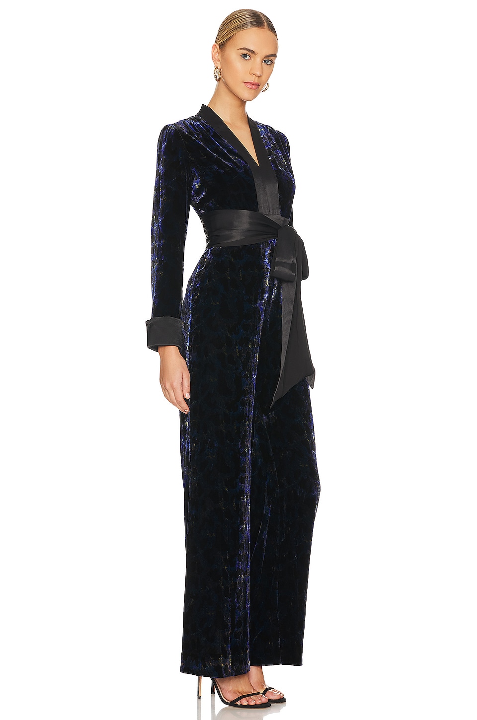 Diane von Furstenberg Vegas Jumpsuit in Velvet Leopard Sapp Blue