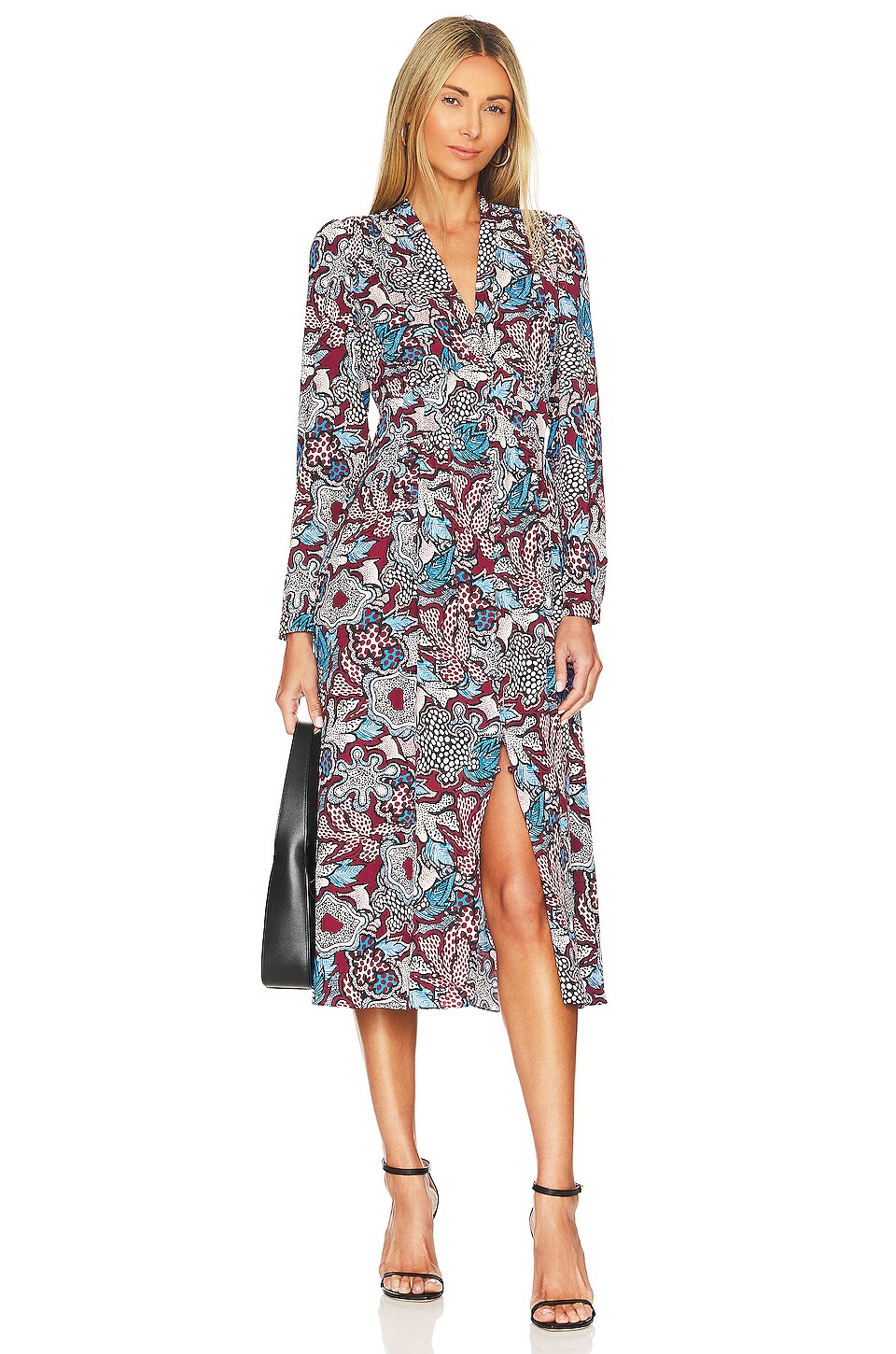 Diane von Furstenberg Erica Midi Dress in Floral Patch & Wine Pink ...