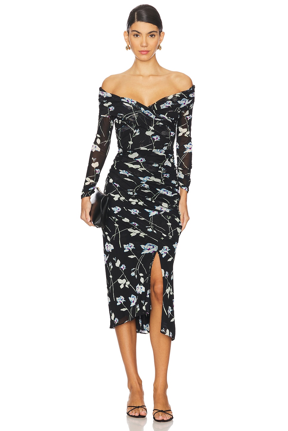 Robe Diane Von Furstenberg Noir/pourpre - Taille 10 - Sans Manches Genou - Neuf Avec étiquettes