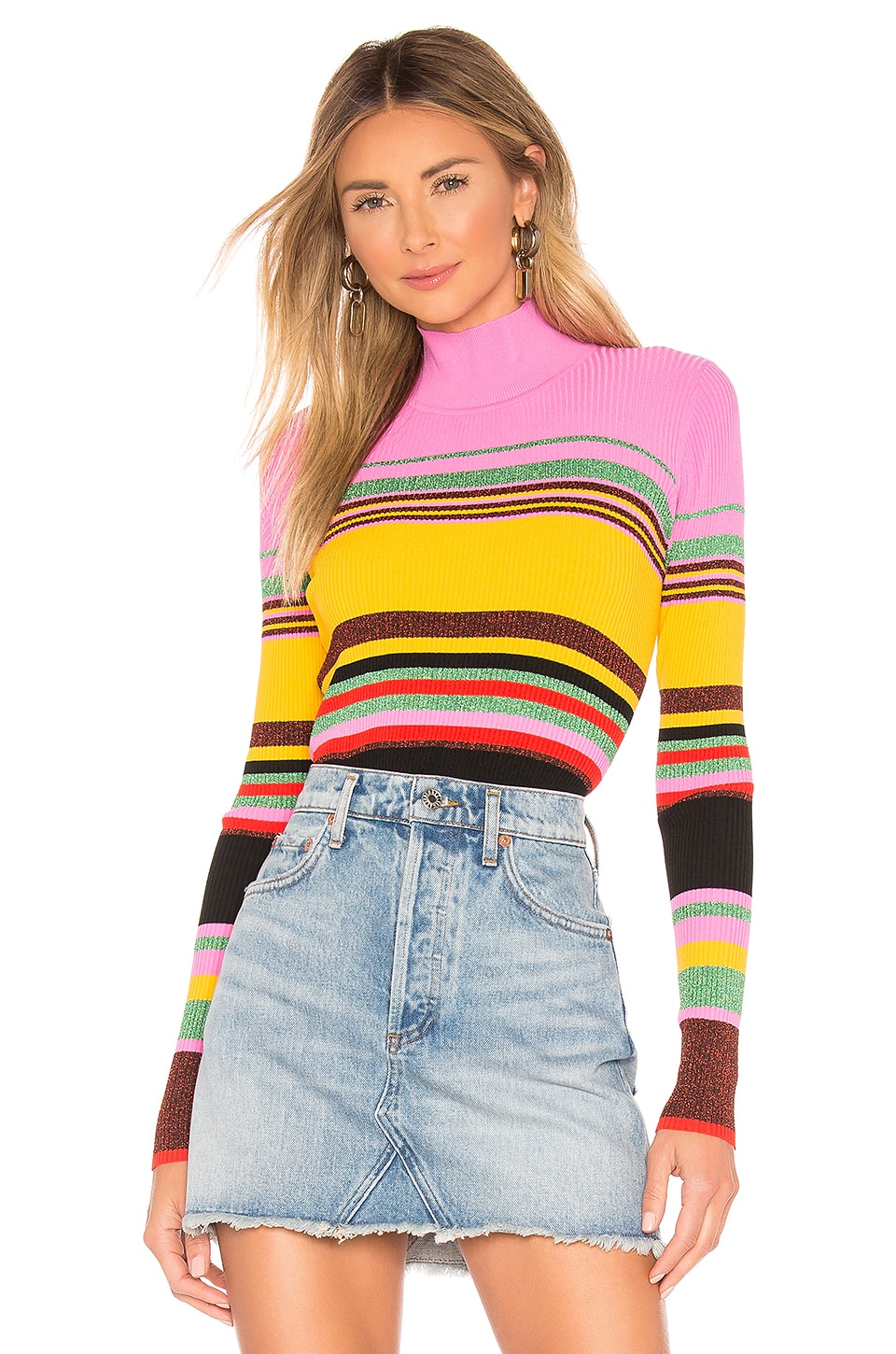Diane von Furstenberg Dara Crop Sweater in Bubblegum Multi | REVOLVE