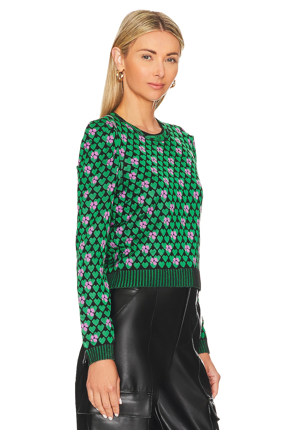 Diane von Furstenberg Roberta Sweater in Dot Snake & Fall Green