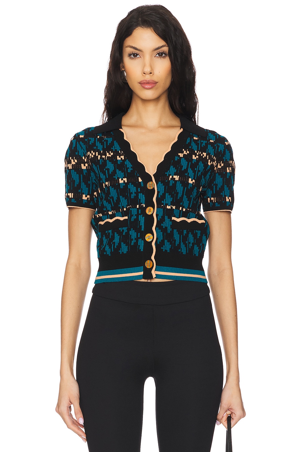 【DIANE von FURSTENBERG】ラレド スパンコール ジャケット Diane von Furstenberg Lucine Sweater in Vintage Stripe Teal