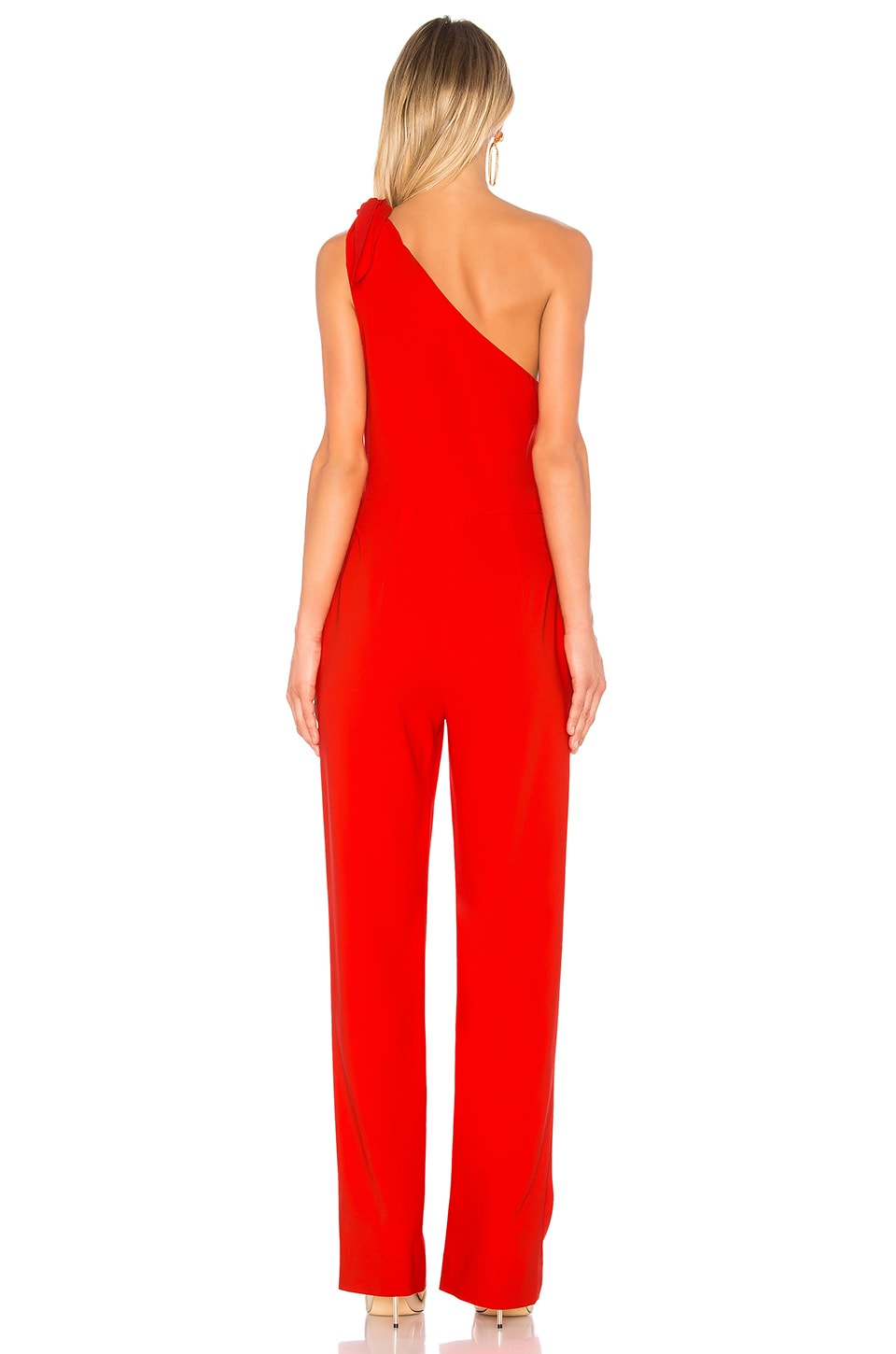Diane von Furstenberg One Shoulder Knot Jumpsuit in Bright Red | REVOLVE