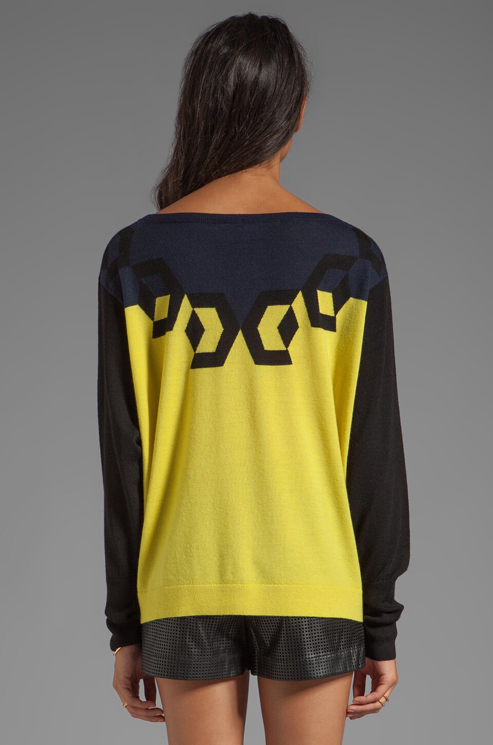 Diane von Furstenberg Floe Top in Black/Deep Sea