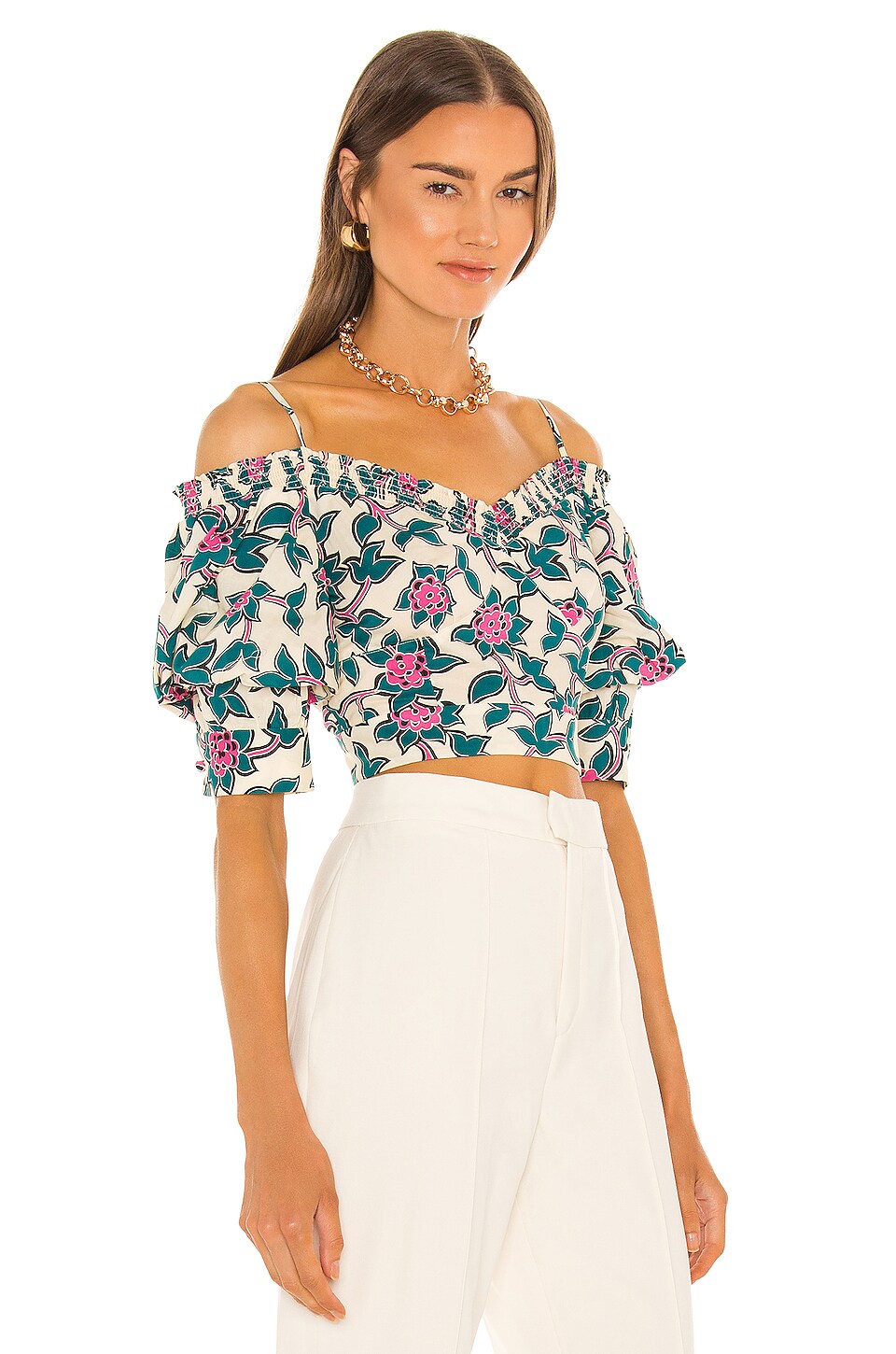 Diane von Furstenberg Margaret Top in Vines Medium Ivory