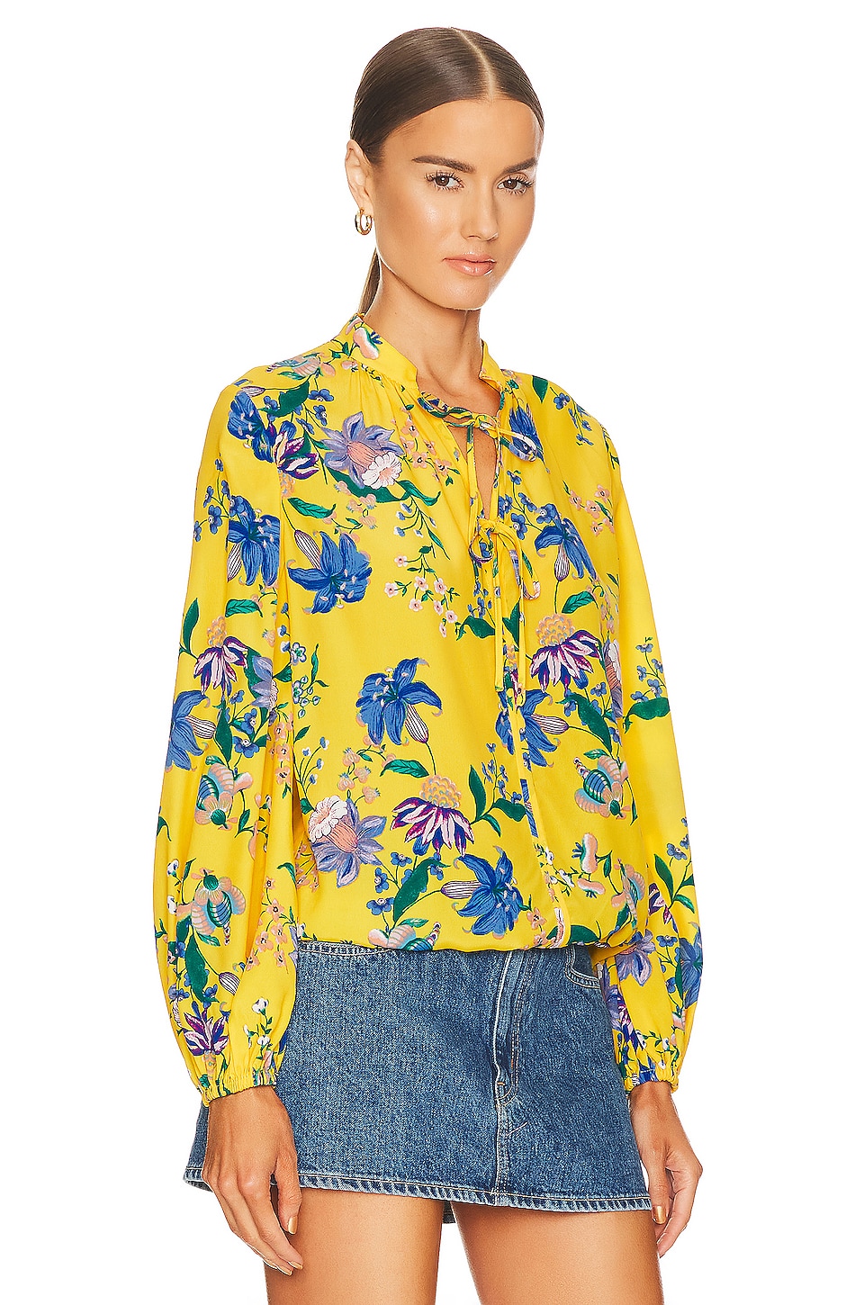 Diane von Furstenberg Ginny blouse in Summer Bouquets Yoke Yellow | REVOLVE