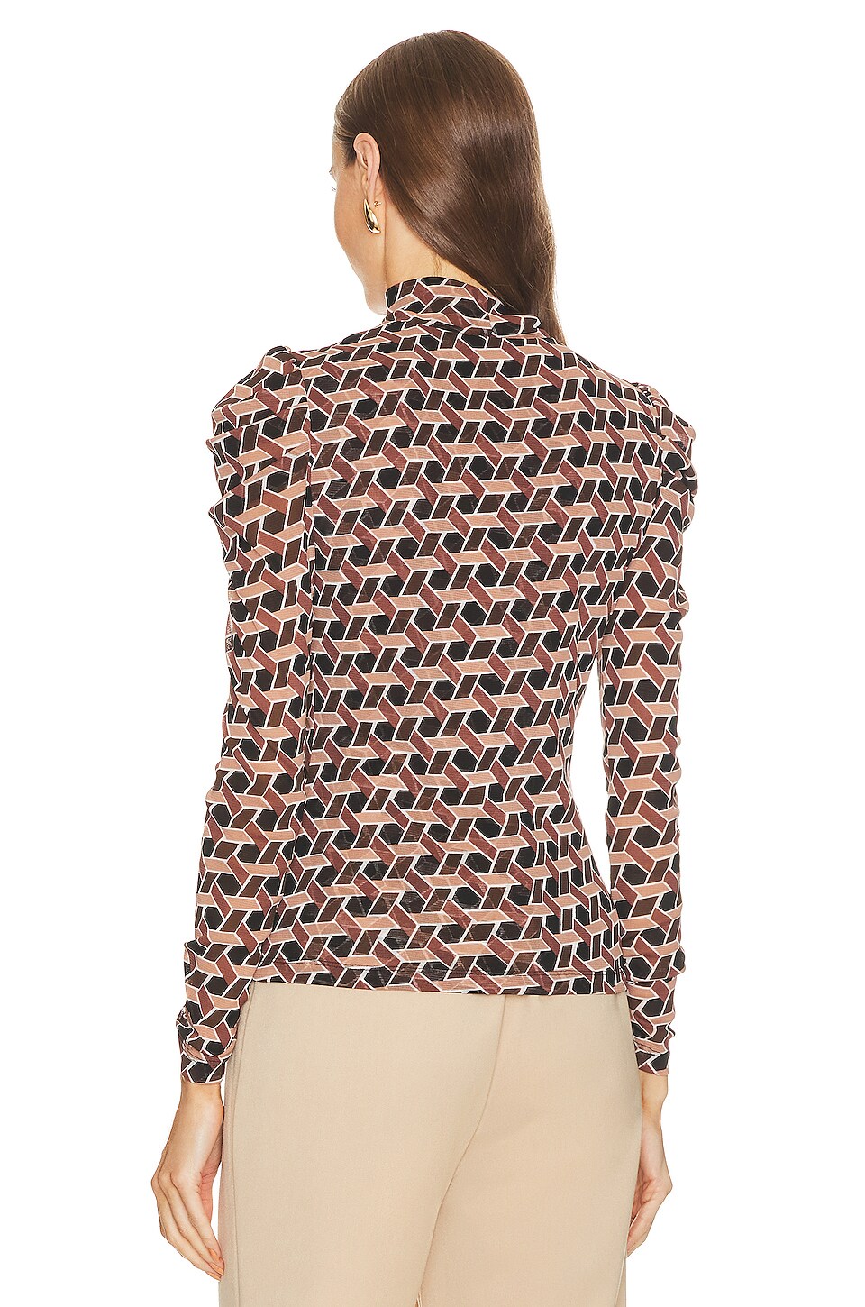 Diane von Furstenberg New Remy Top in Wave Geo & Camel | REVOLVE