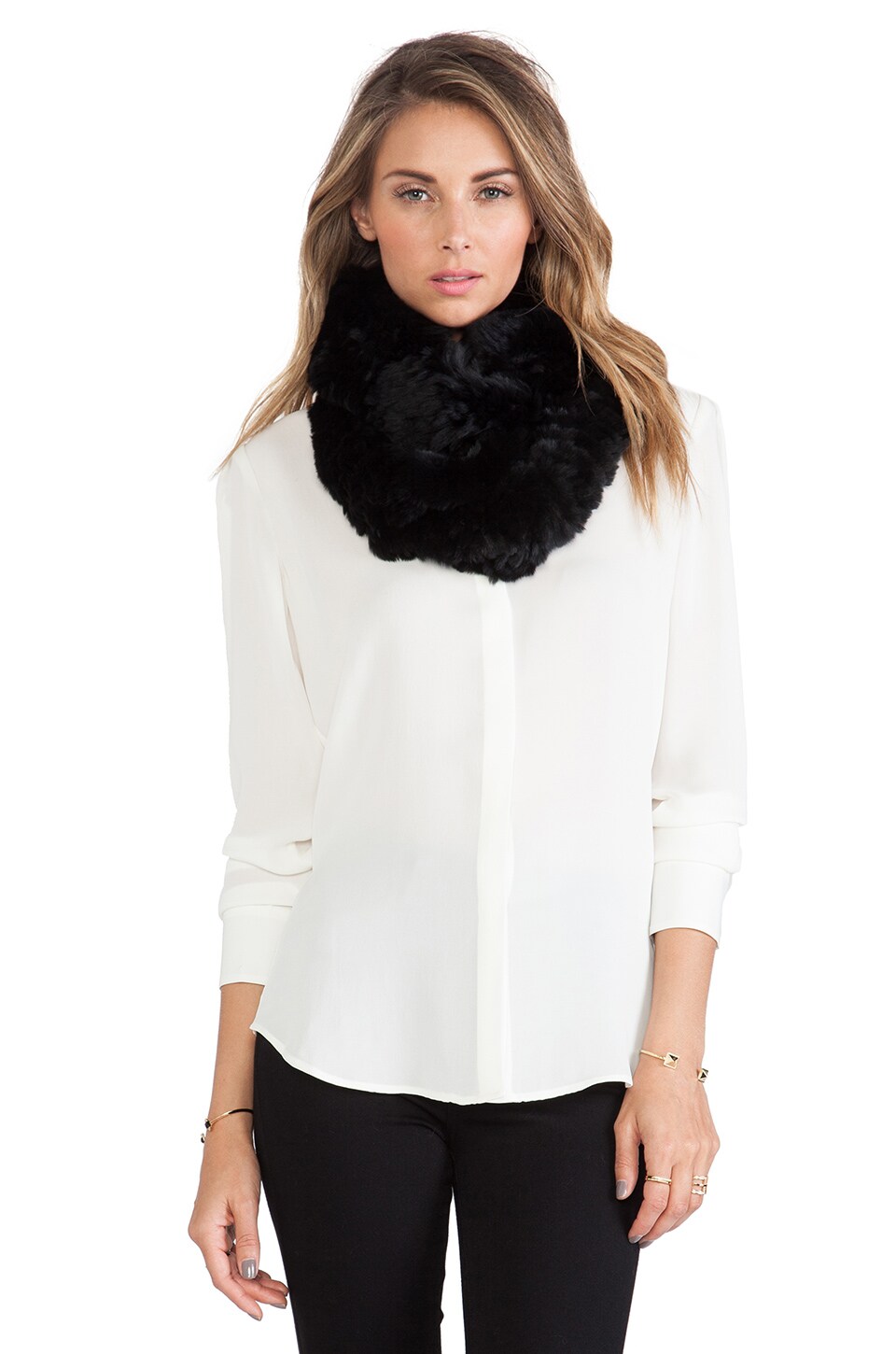 black rabbit fur scarf
