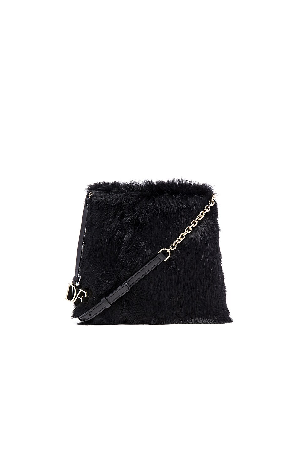 Diane von Furstenberg Voyage Rabbit Fur Crossbody in Black | REVOLVE