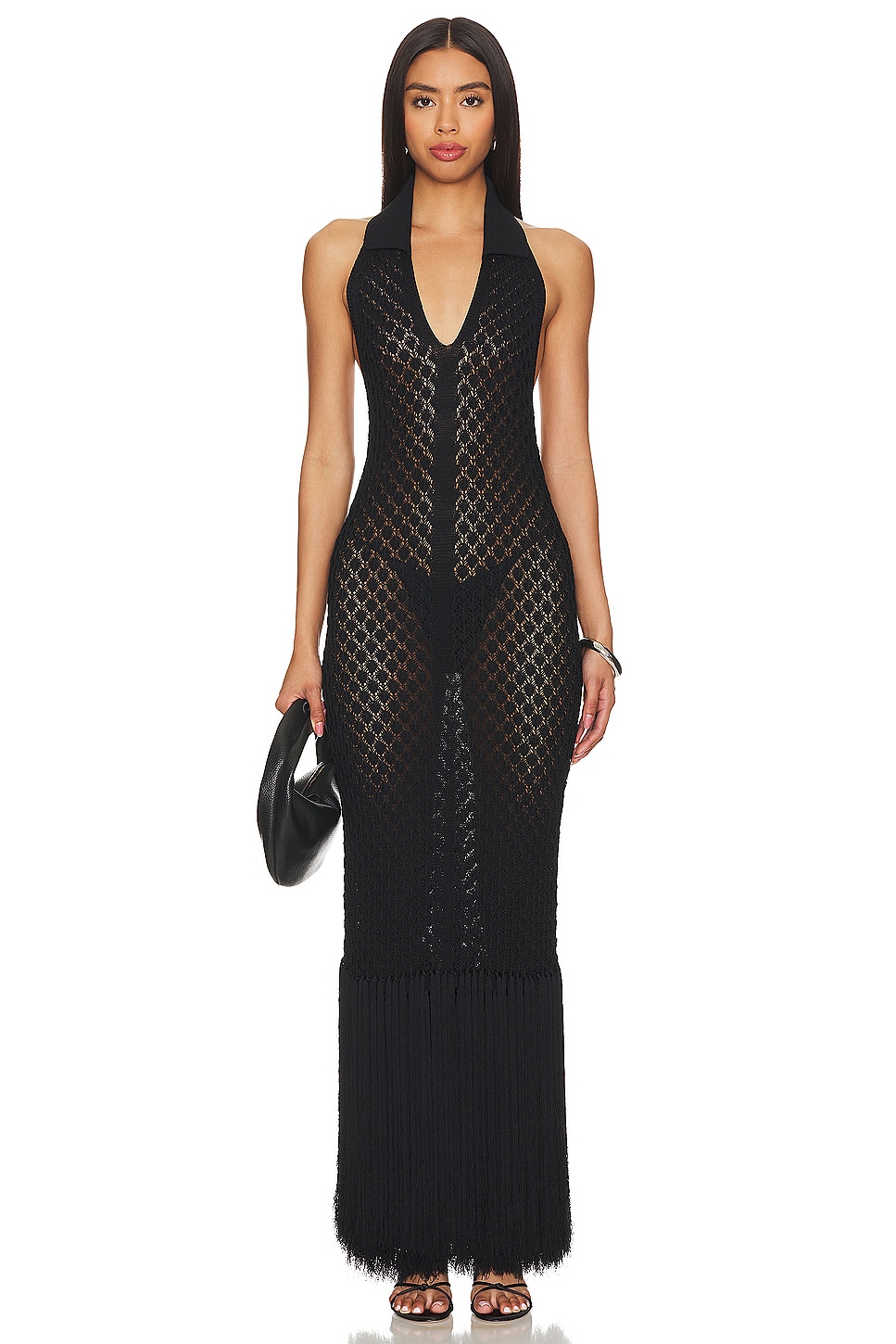 Michael high quality Costello x REVOLVE Nicola Mixed Crochet Maxi Dress - Black