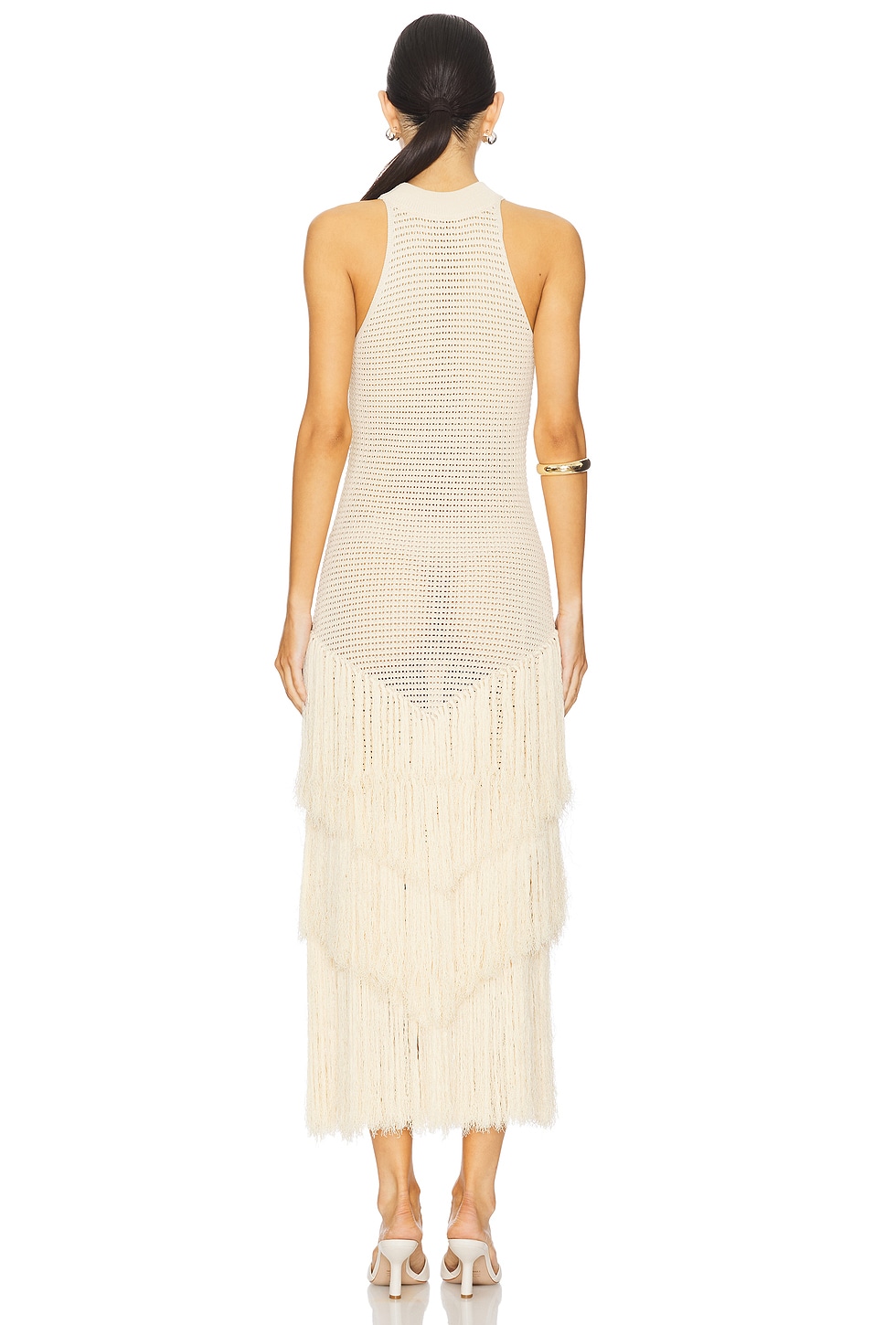 devon windsor true crochet fringe dress Devon Windsor True Dress XL / Tan