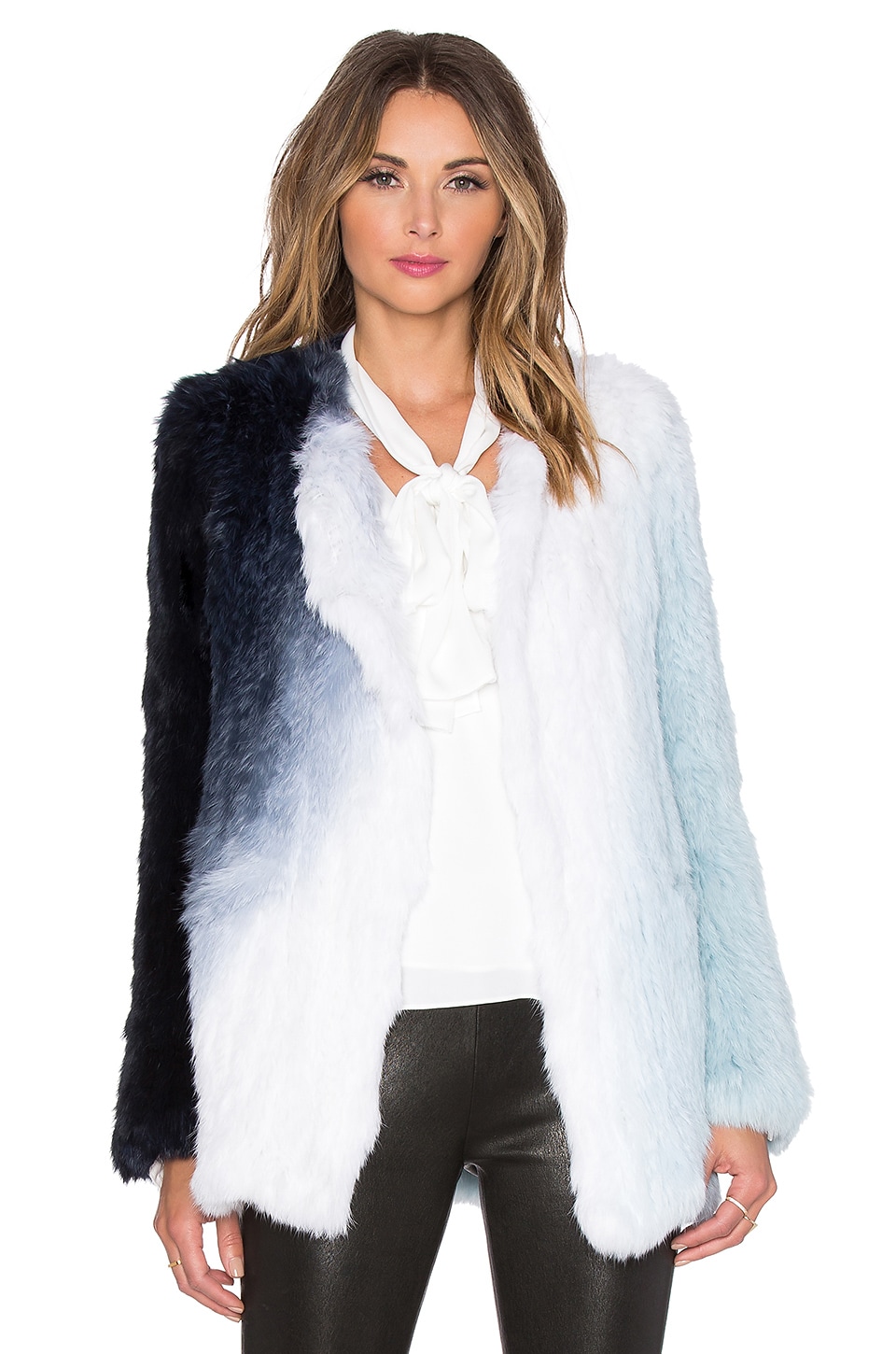 Elizabeth and James Beatrix Rabbit Fur Jacket in Jewel Blue REVOLVE