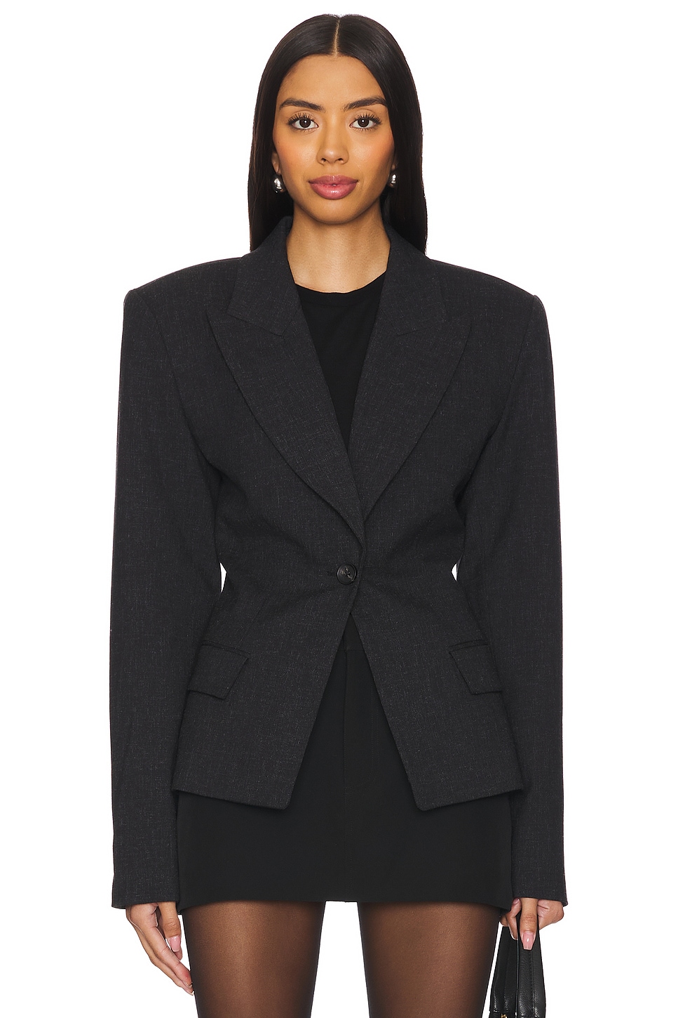 Melange Suiting Cinched Blazer