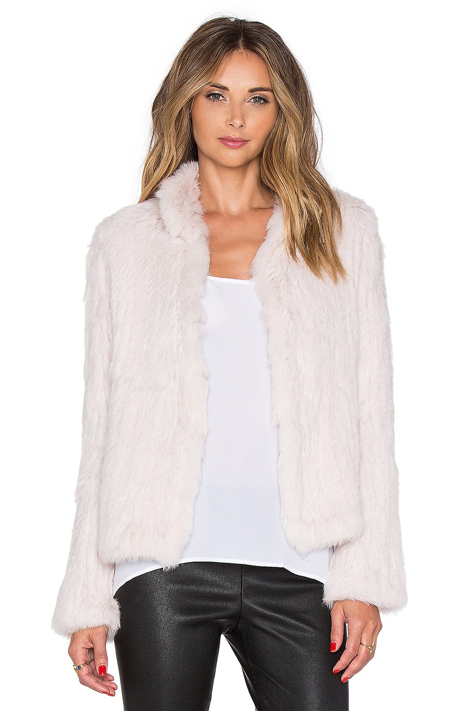 Alice Rabbit Jacket EAVES Alice Rabbit Fur Jacket in Blush | REVOLVE