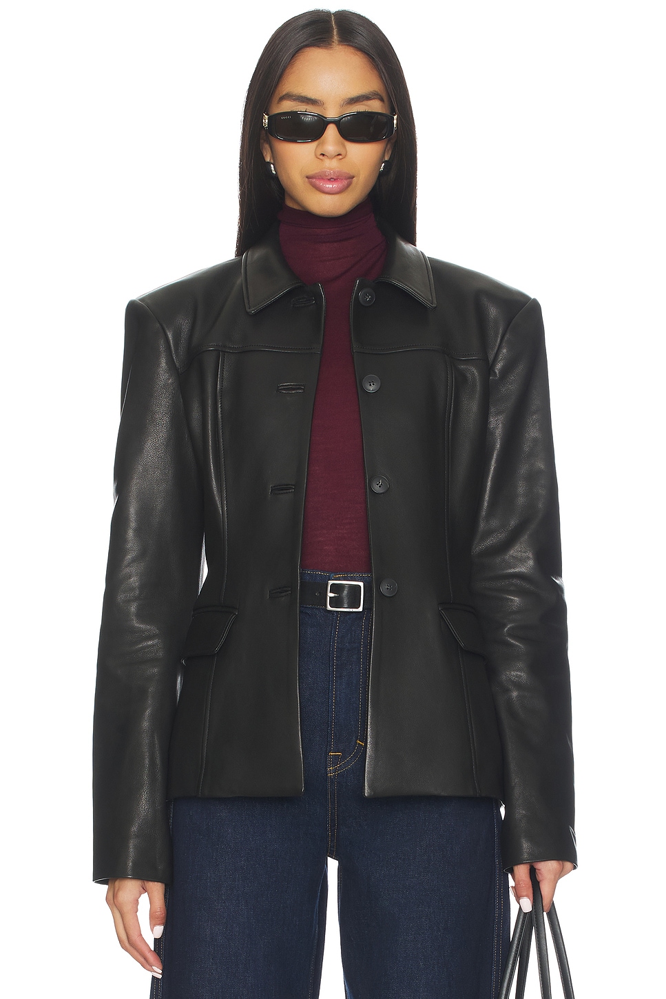 EAVES x Coco Aina Leather Cinched Jacket