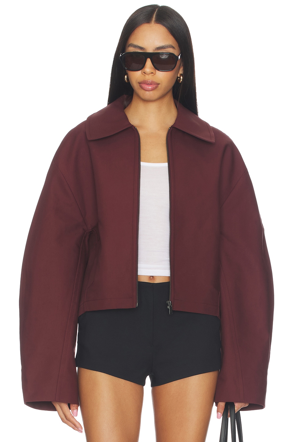 EAVES Karlie Cocoon Sleeve Jacket in Burgundy | REVOLVE