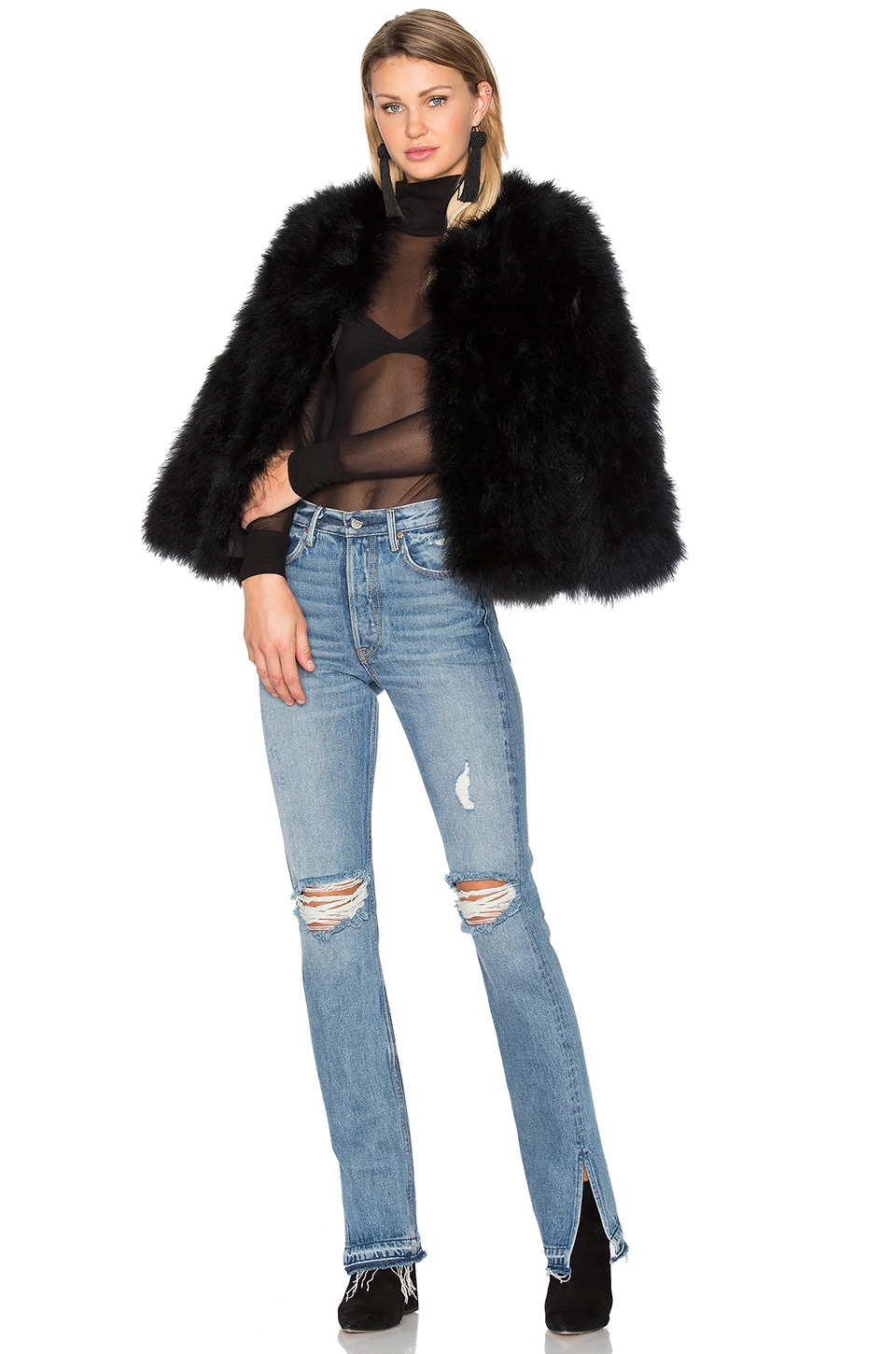 black ostrich feather jacket