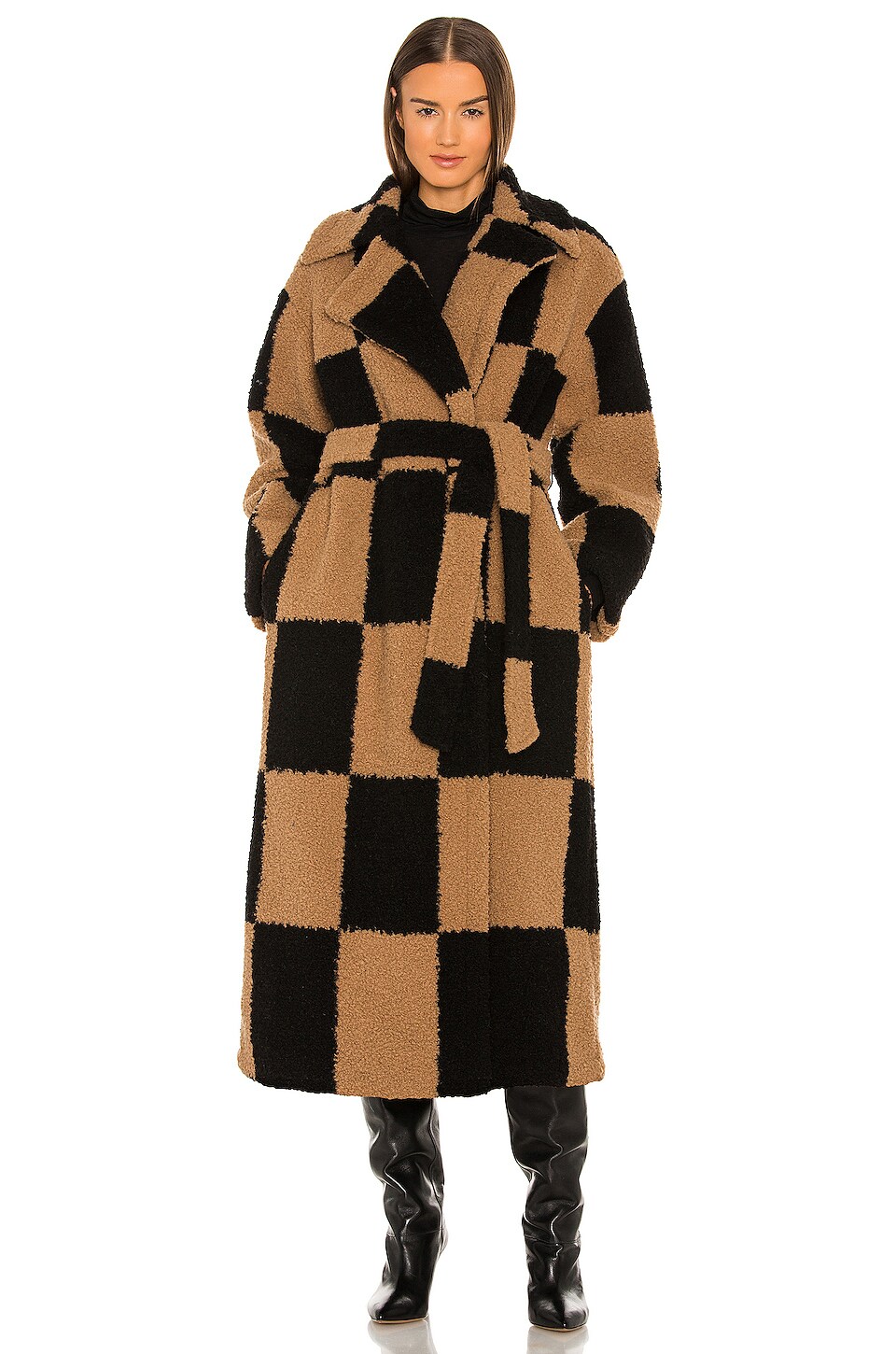 EAVES Arlo Coat in Black & Tan Check