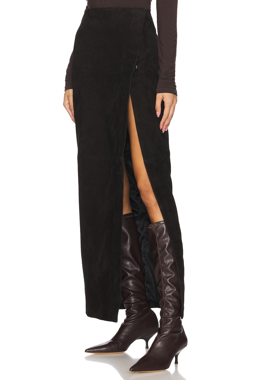 EAVES Cruz Suede Maxi Skirt thumbnail