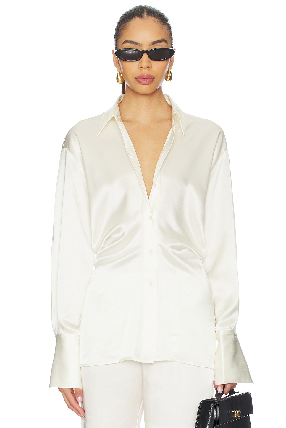 EAVES Sigrun Slouch Waist Blouse in Ivory | REVOLVE