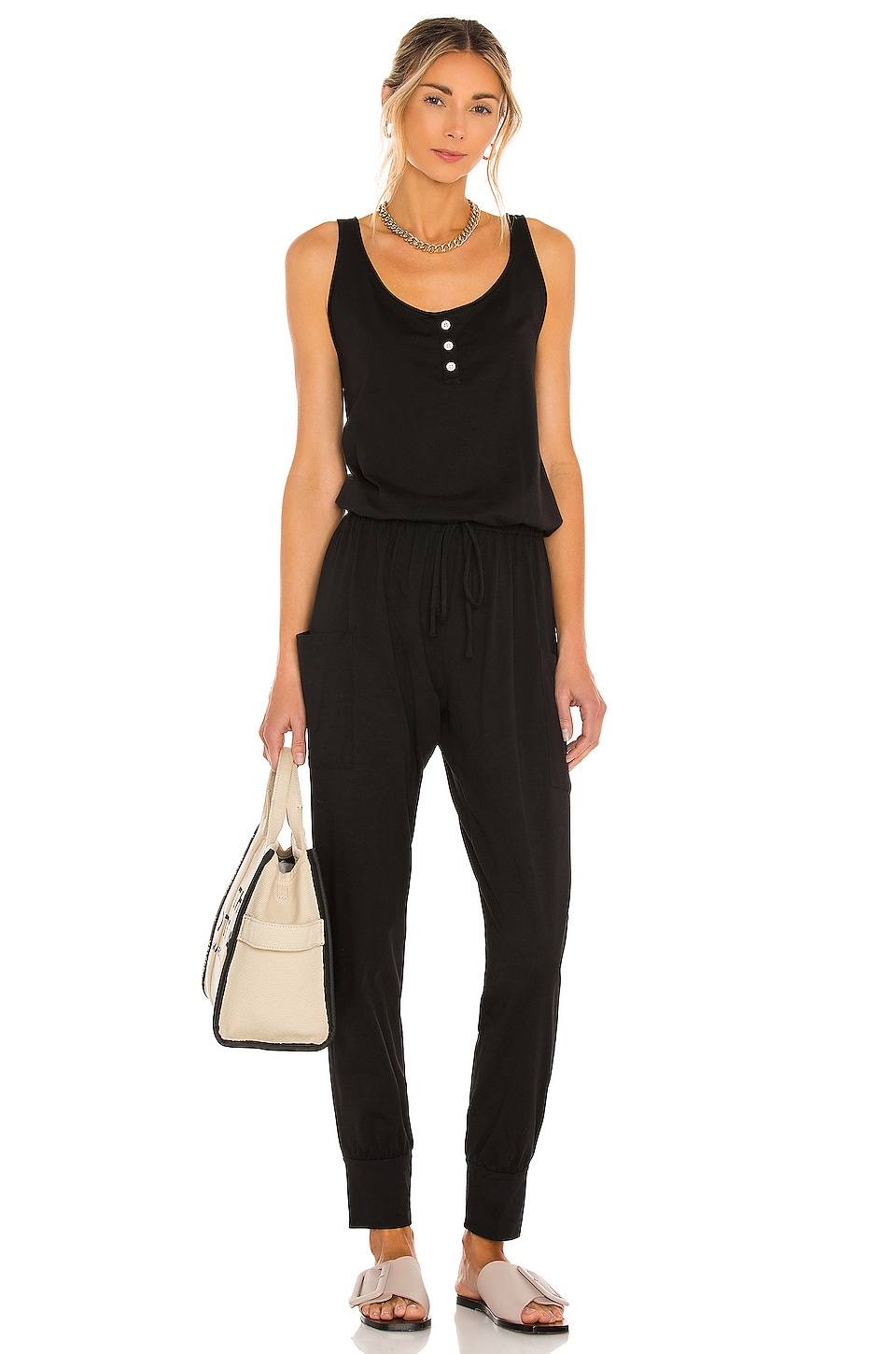 eberjey Brie Cargo Jumpsuit in Black