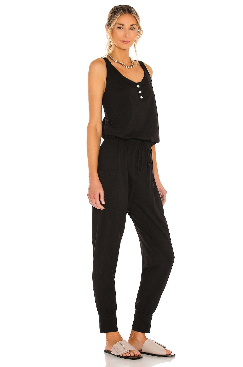 eberjey Brie Cargo Jumpsuit in Black