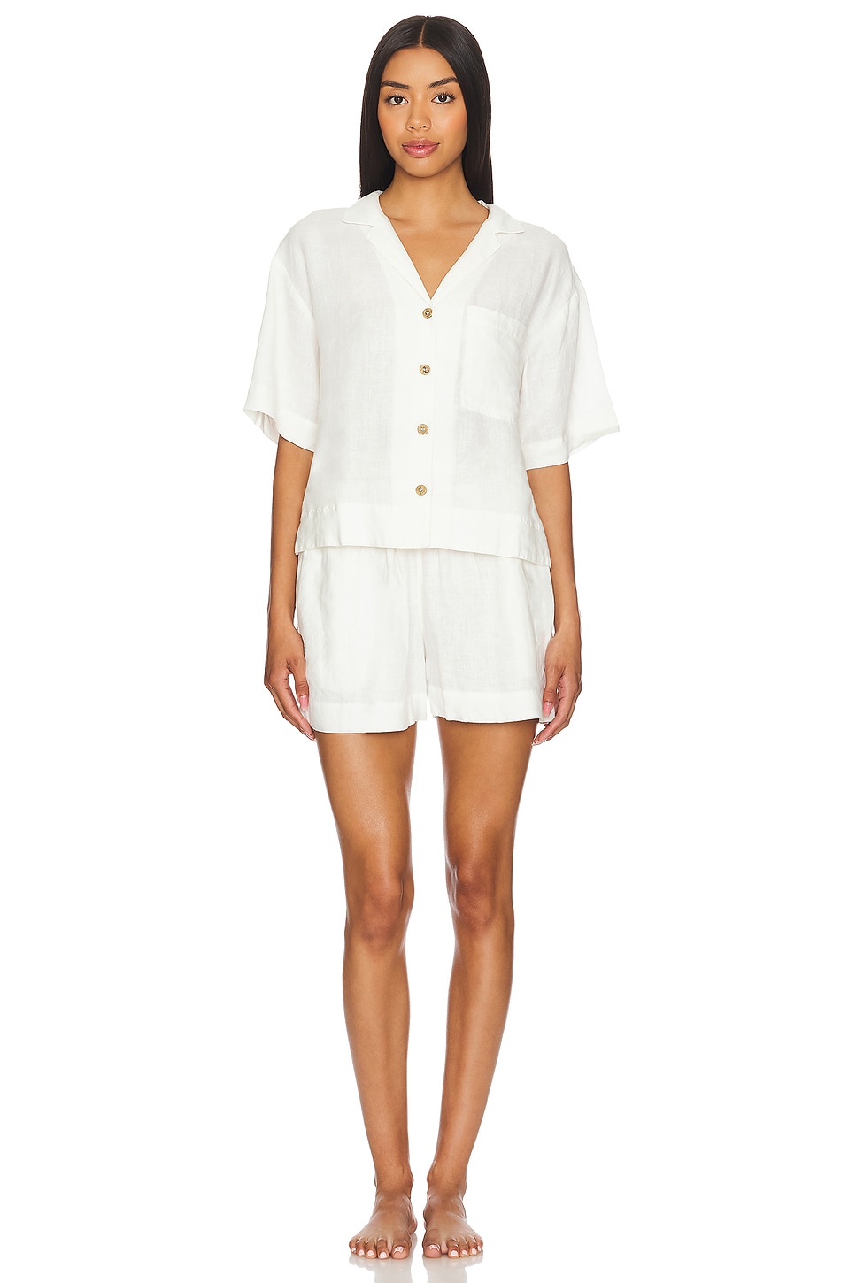 eberjey Linen Short Set in Ivory | REVOLVE