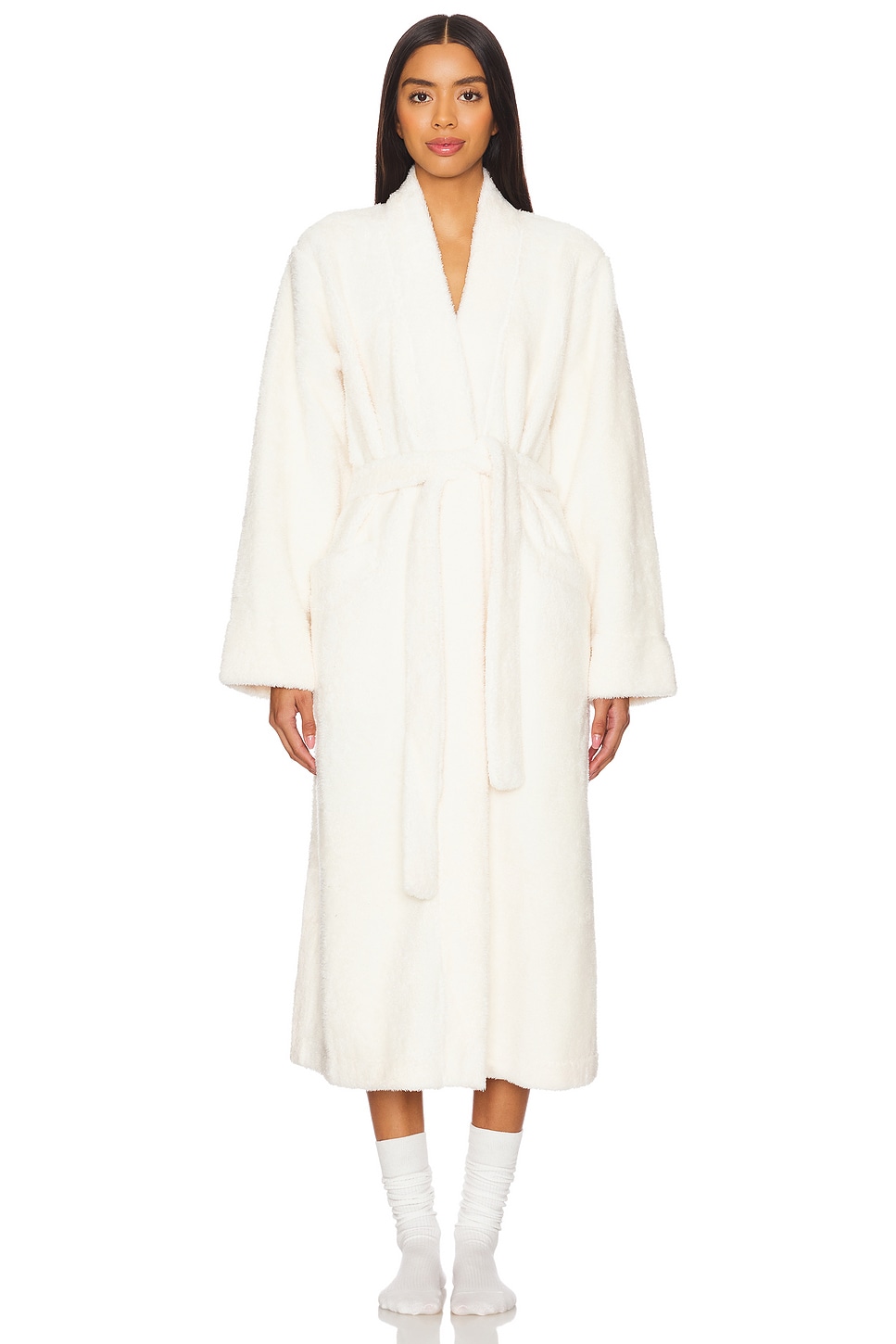 Ever New Robe eberjey Renew Plush Long Robe in Ivory | REVOLVE