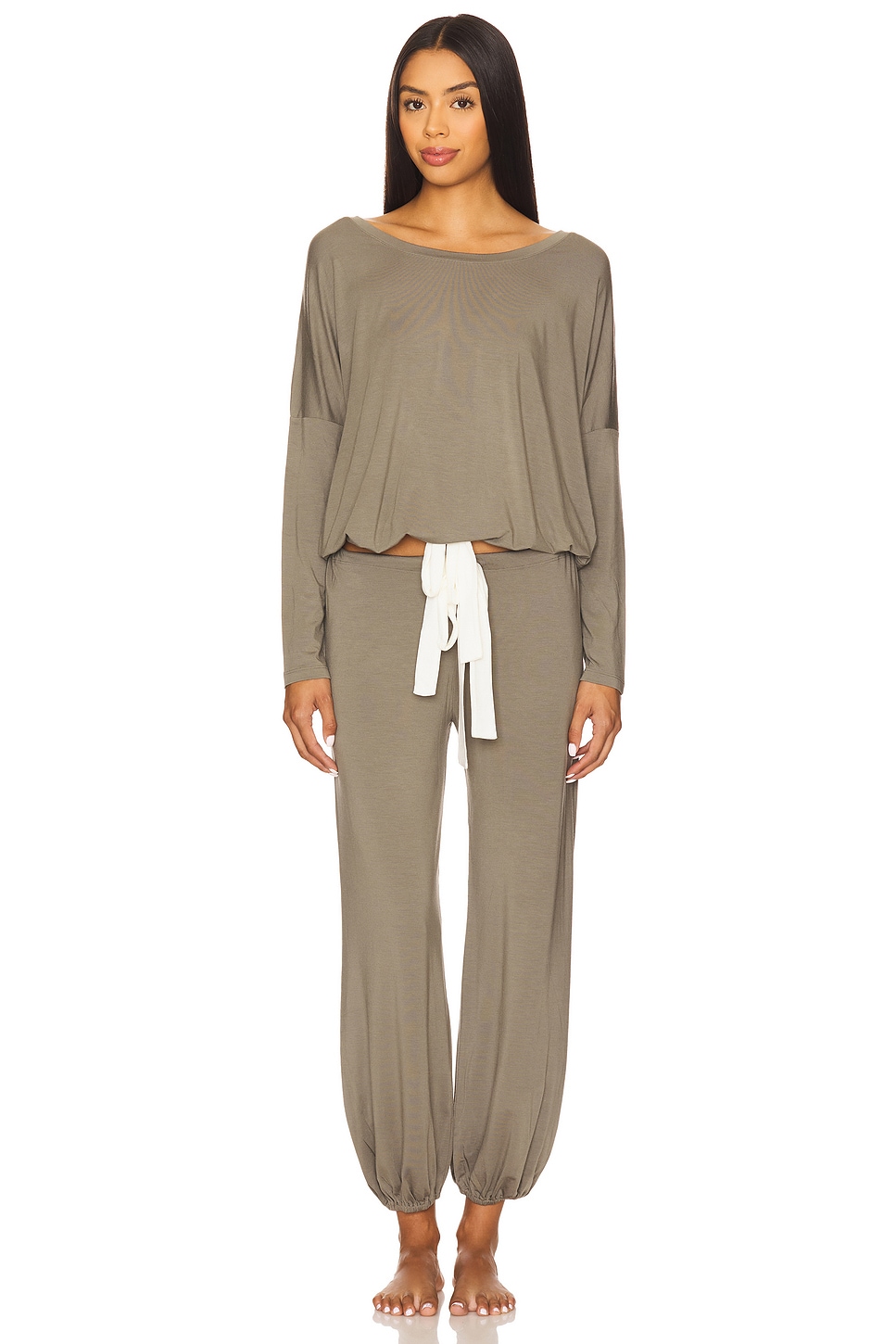 eberjey Gisele Slouchy Set in Smokey Olive & Ivory | REVOLVE