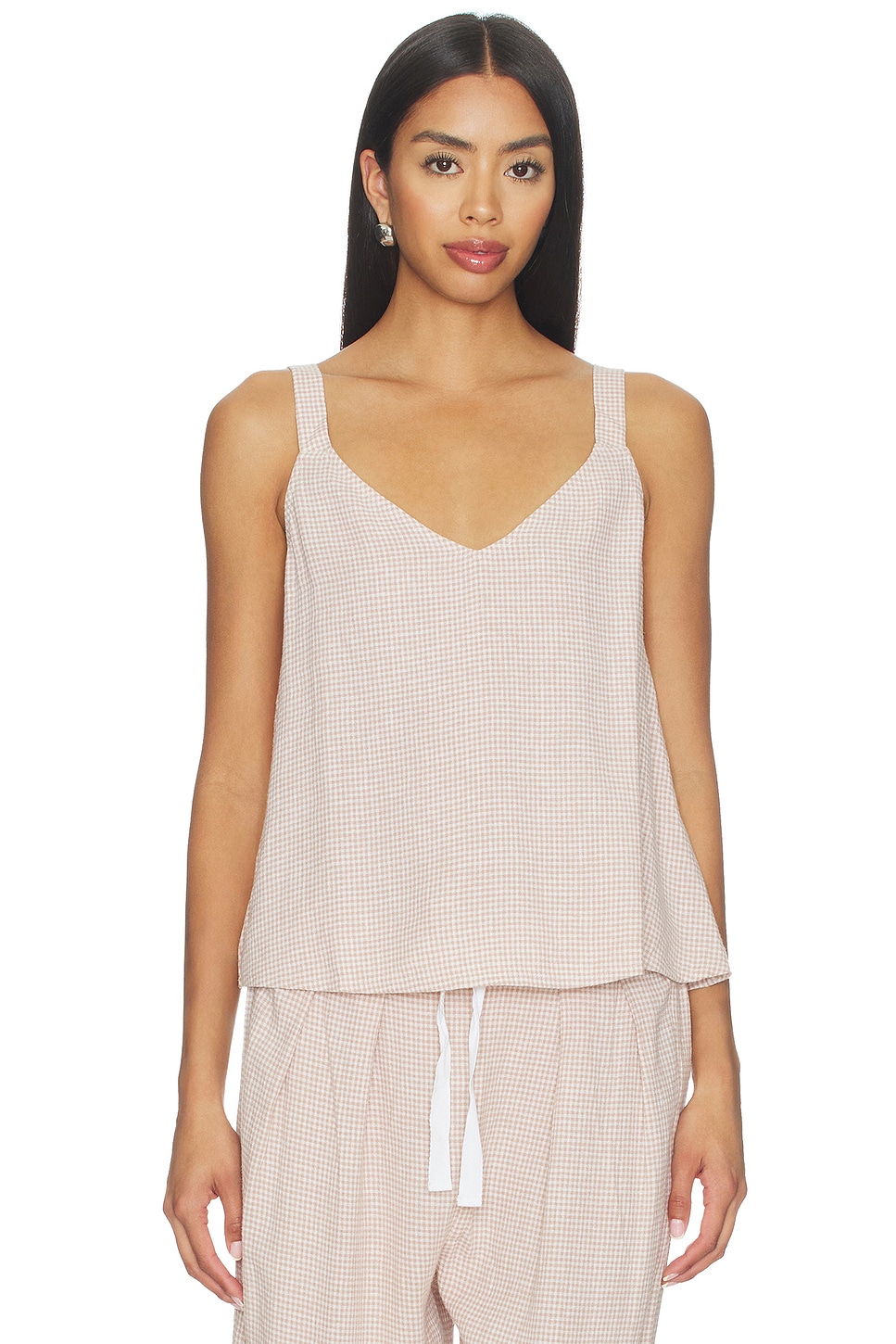 Linen Blend V Neck Cami Top