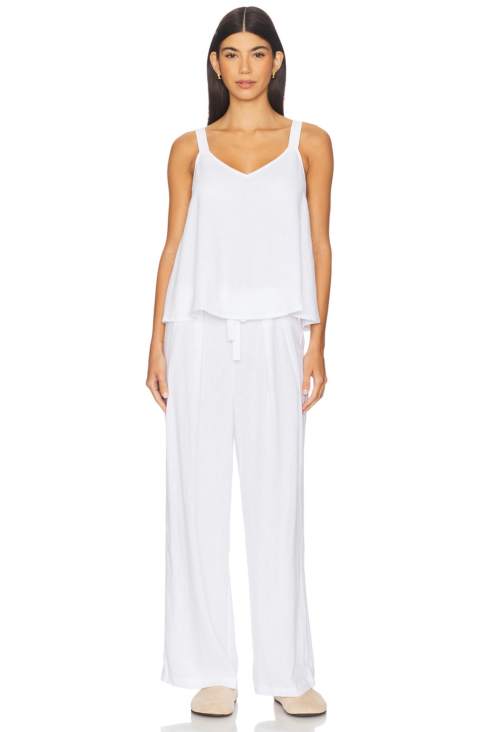 Linen Blend V Neck Cami - Thumbnail 4