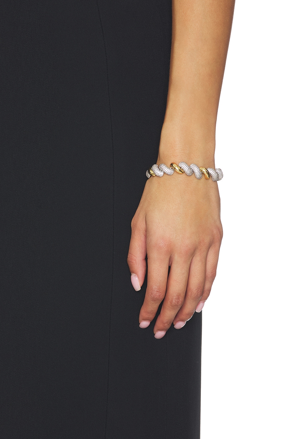 Eddie Borgo Small Two Tone Pavé Torsade Bracelet in Gold & Silver