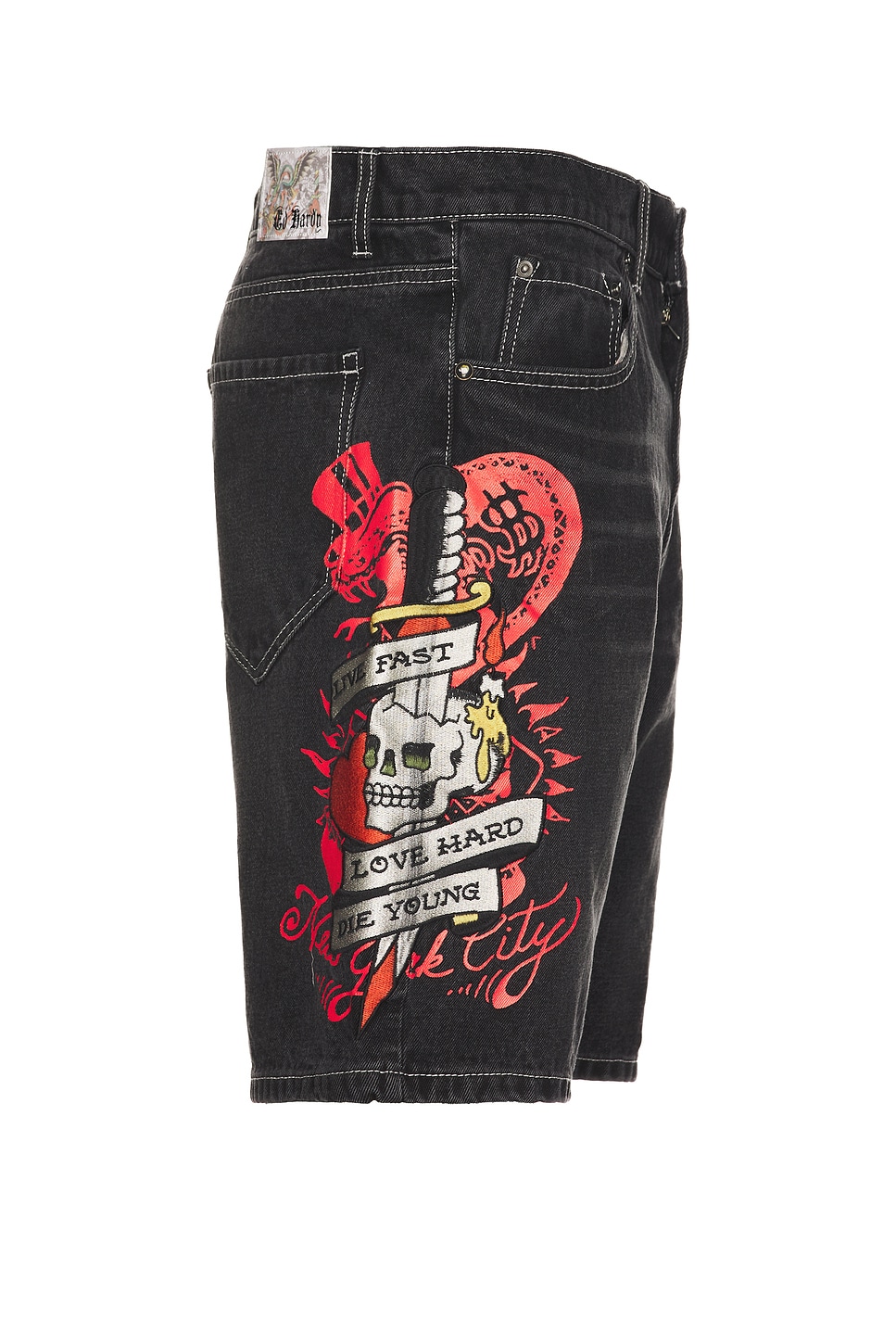 Live Fast Denim Skater Short - Thumbnail 3
