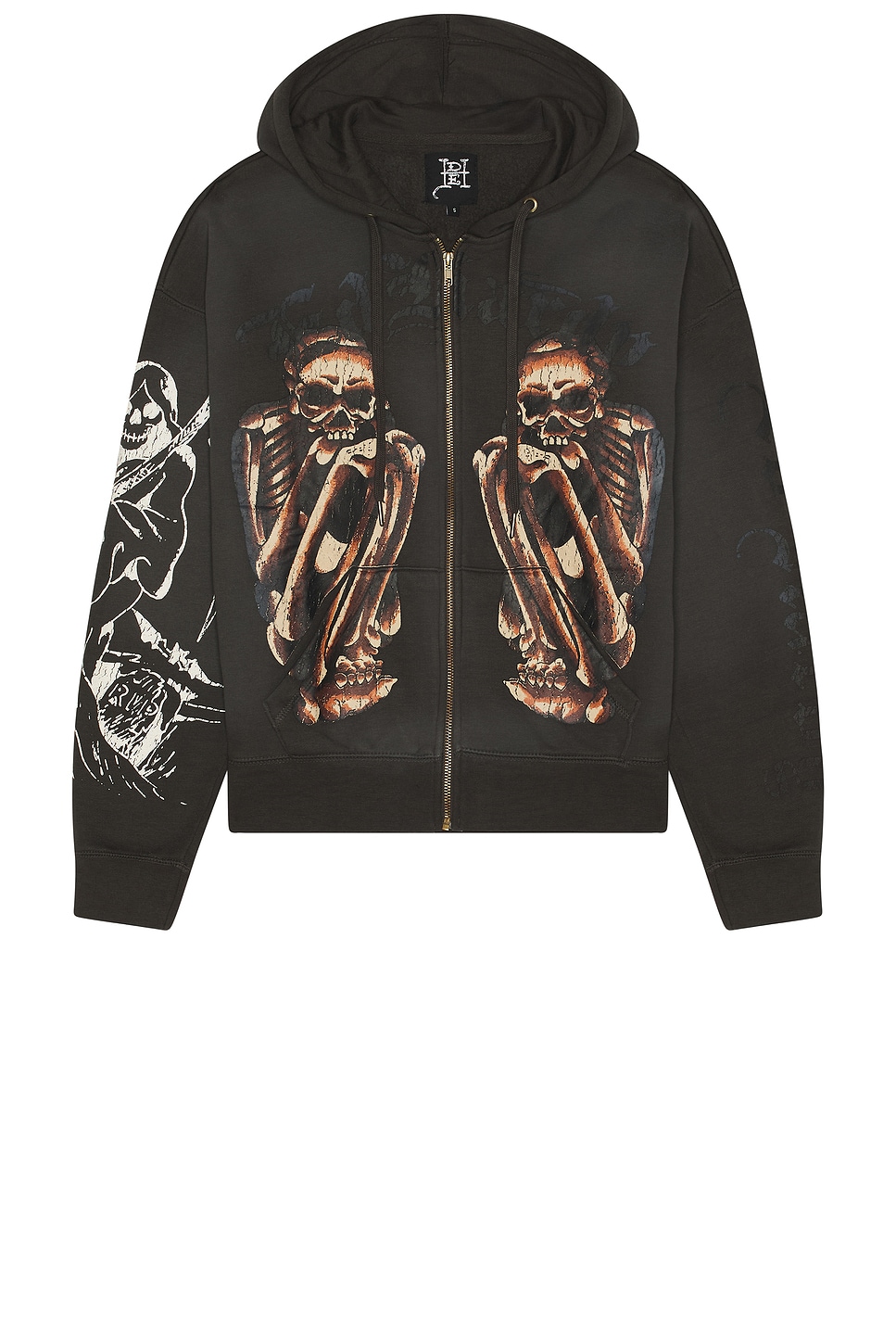 Ed Hardy Skeles Boxy Zip Hoodie in Sunfade Grey | REVOLVE