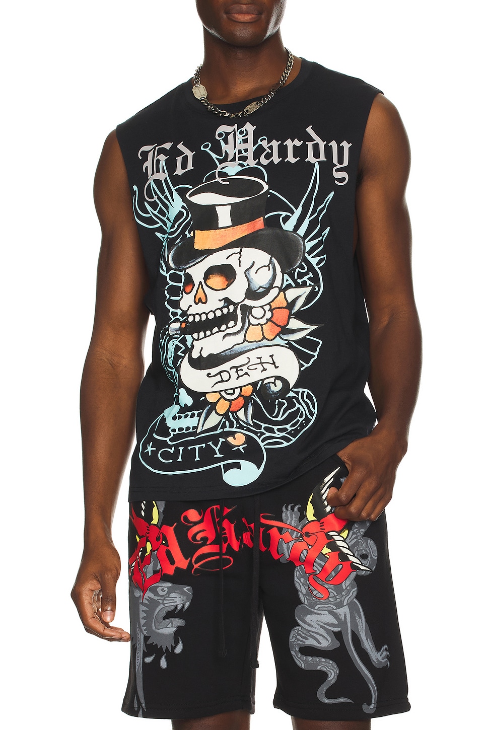 Skull Tophat Cutoff Tee - Thumbnail 3