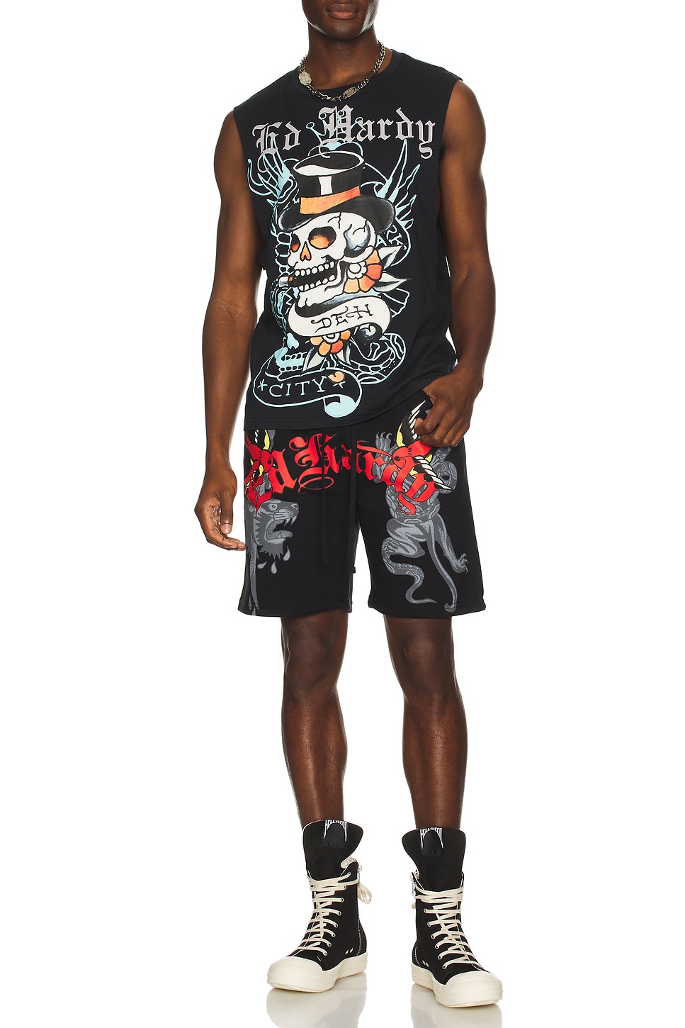Skull Tophat Cutoff Tee
