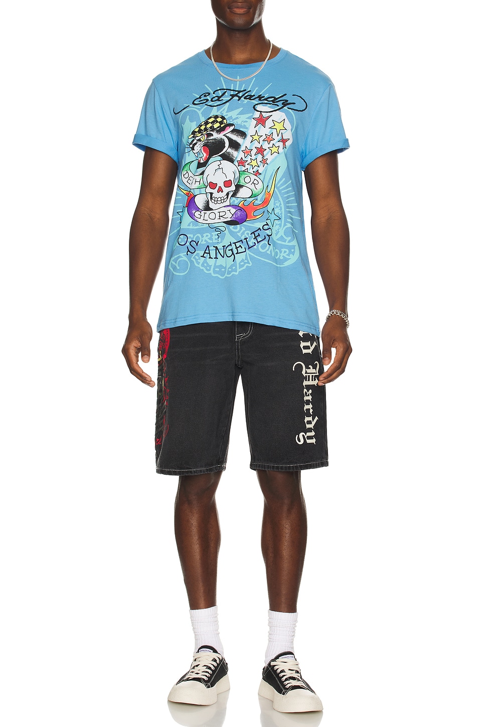 Ed Hardy FLAME SKULL PANTHER Tシャツ Ed Hardy Flame Skull Rhinestone Black T-Shirt | Zumiez