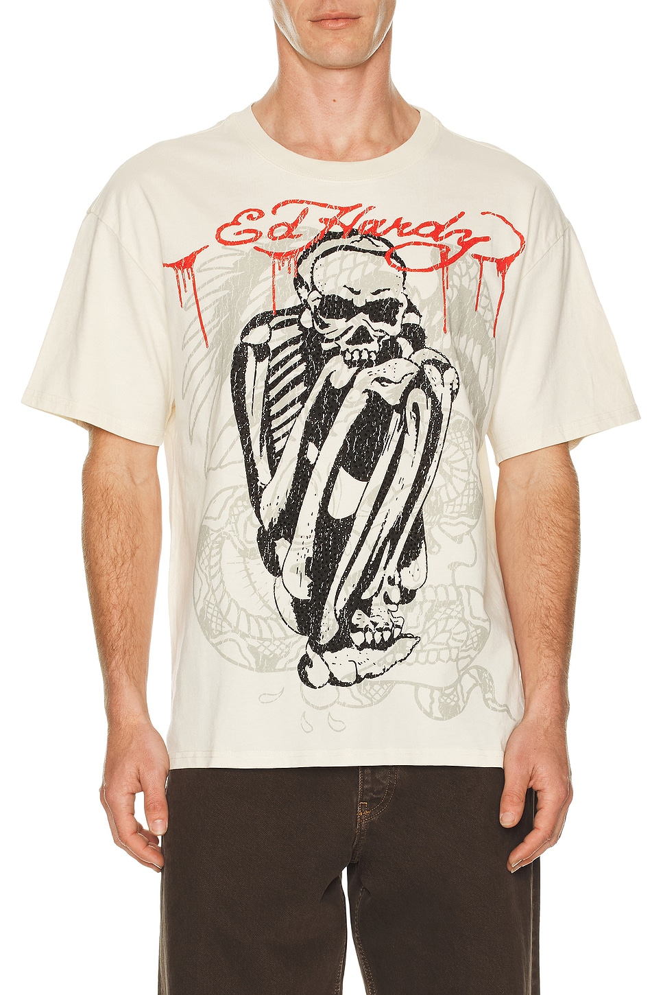 Ed Hardy Skele Rhinestone Boxy Tee in Ivory | REVOLVE