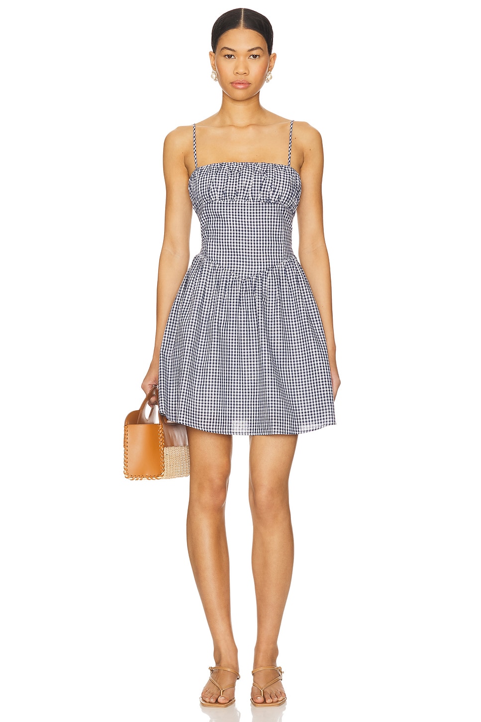Elodie the Label Leona Mini Dress in Navy Gingham | REVOLVE