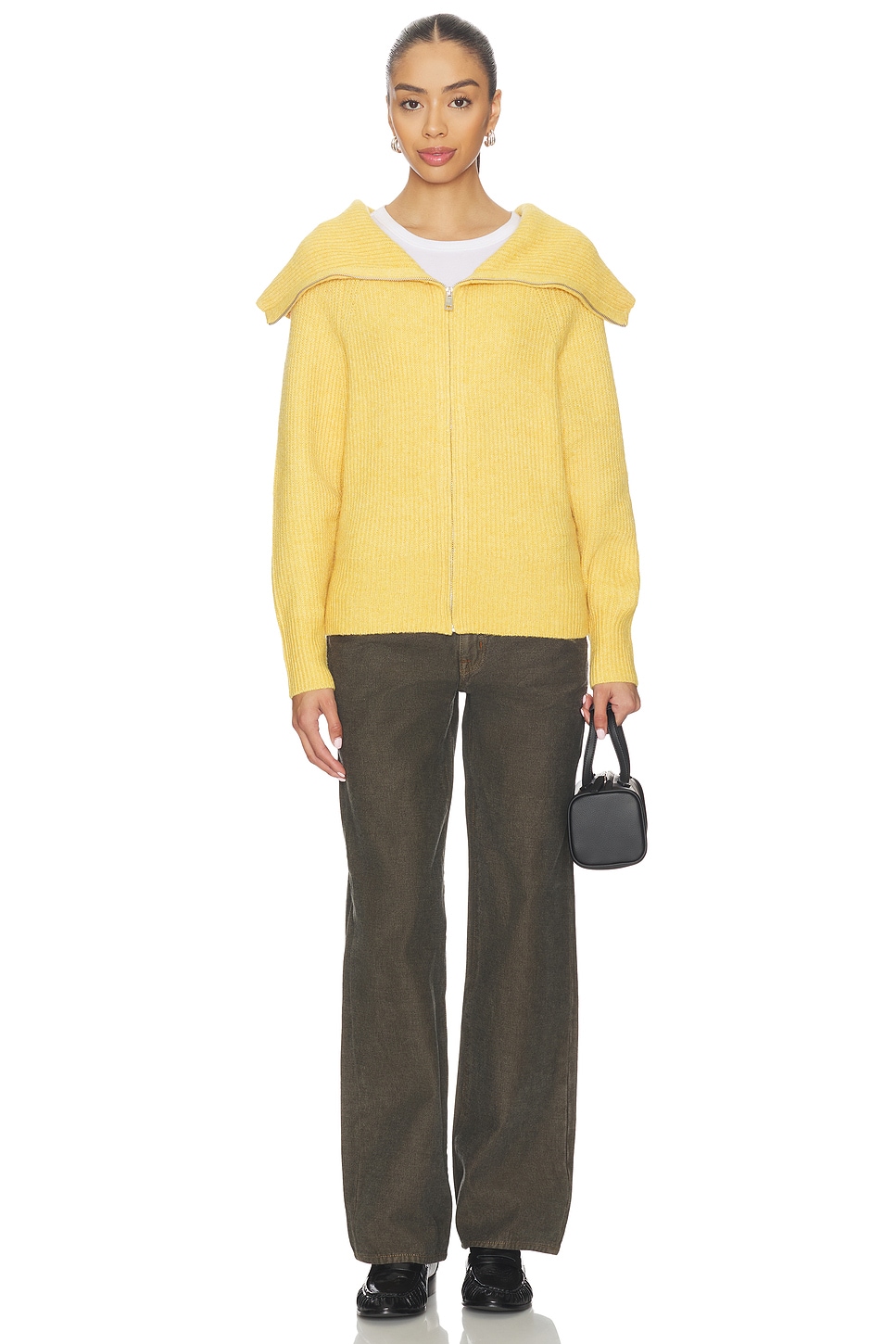 Elodie the Label Leigh Zipup Sweater in Mustard | REVOLVE