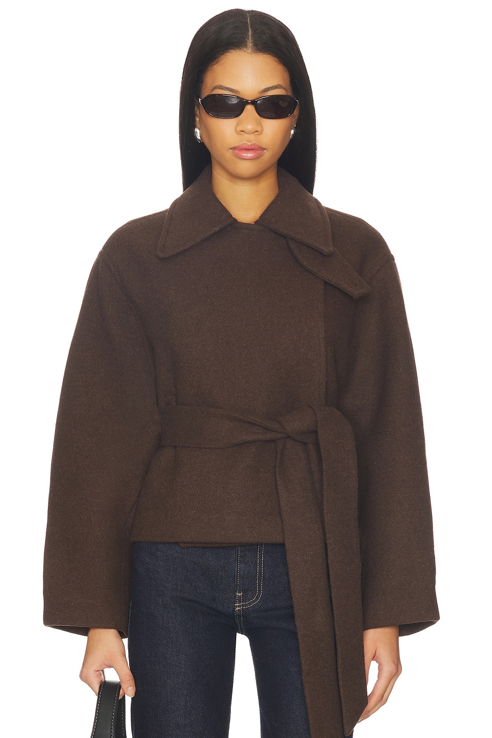 Elodie the Label Vincent Half Coat in Choco Brown | REVOLVE