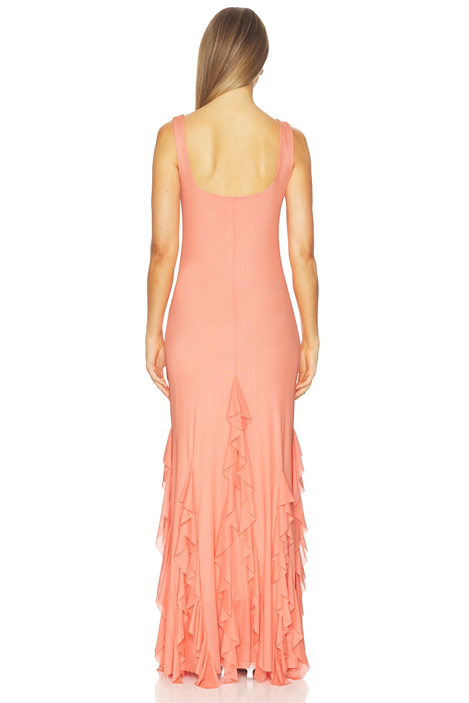coral peach maxi dress Coral Summer Stunner Cut-out Chiffon Maxi Dress XXL Ellae Lisque