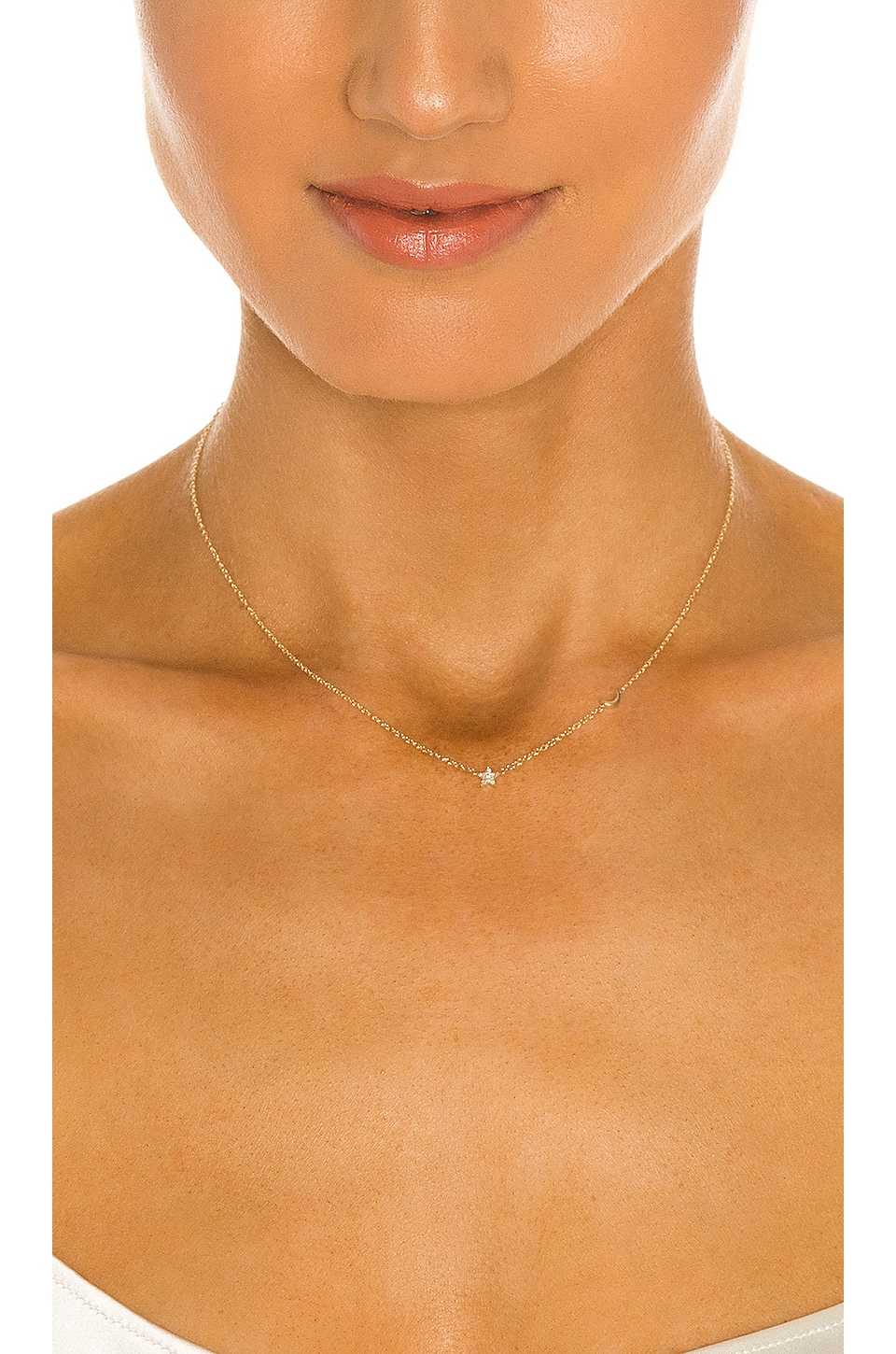 EF COLLECTION Baby Diamond Star And Gold Moon Necklace in Yellow Gold REVOLVE