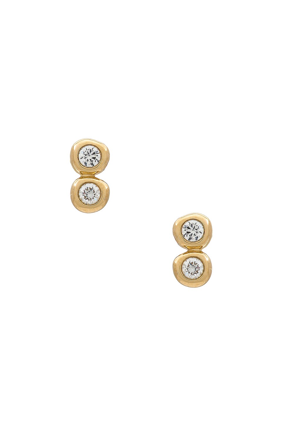 EF COLLECTION Double Diamond Pillow Stud Earrings in Gold REVOLVE