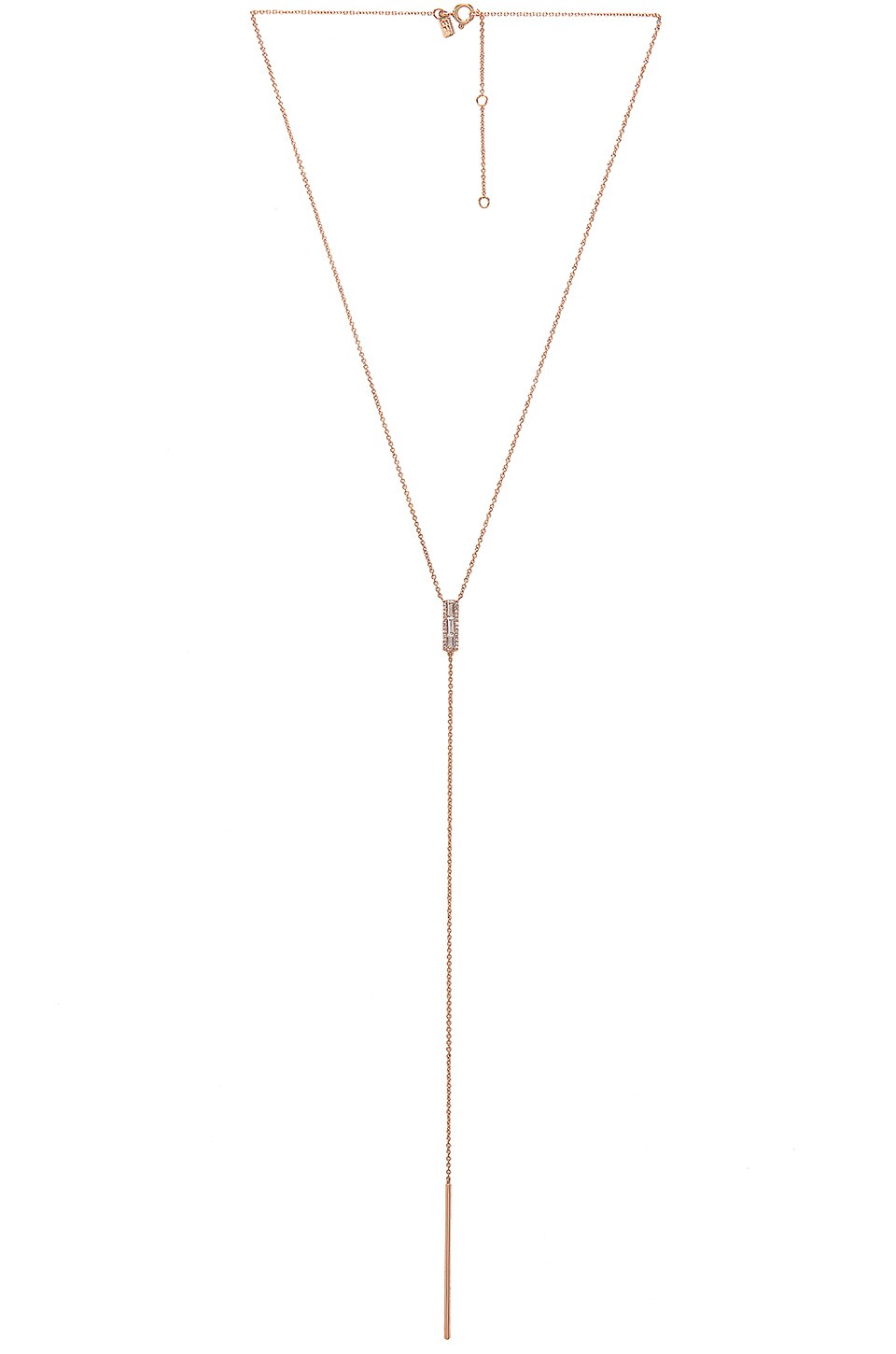 EF COLLECTION Baguette Lariat in Rose Gold, White Topaz & Diamond
