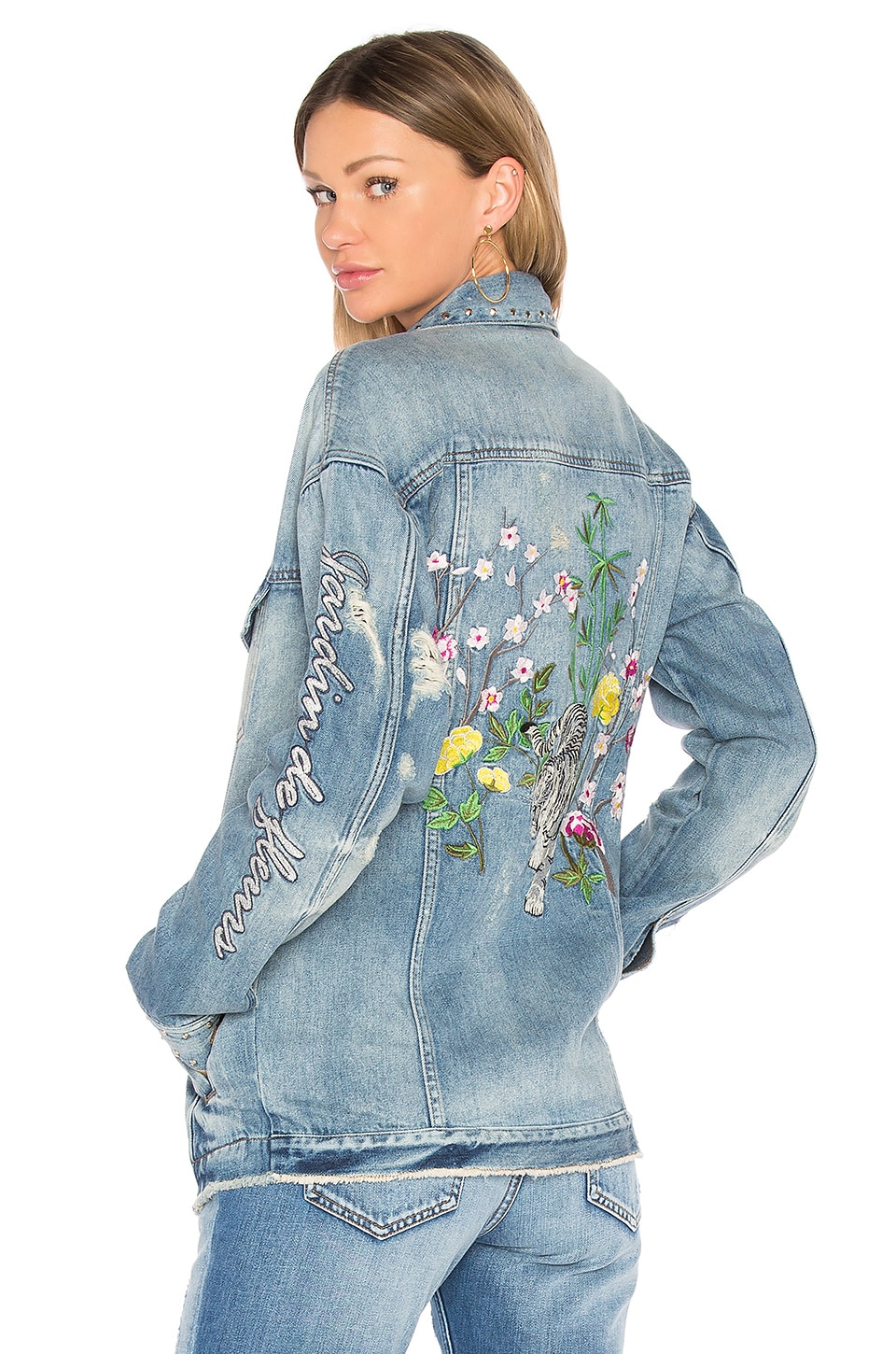 ei8ht dreams Embellished Oversized Denim Jacket in Medium Destroyed ...